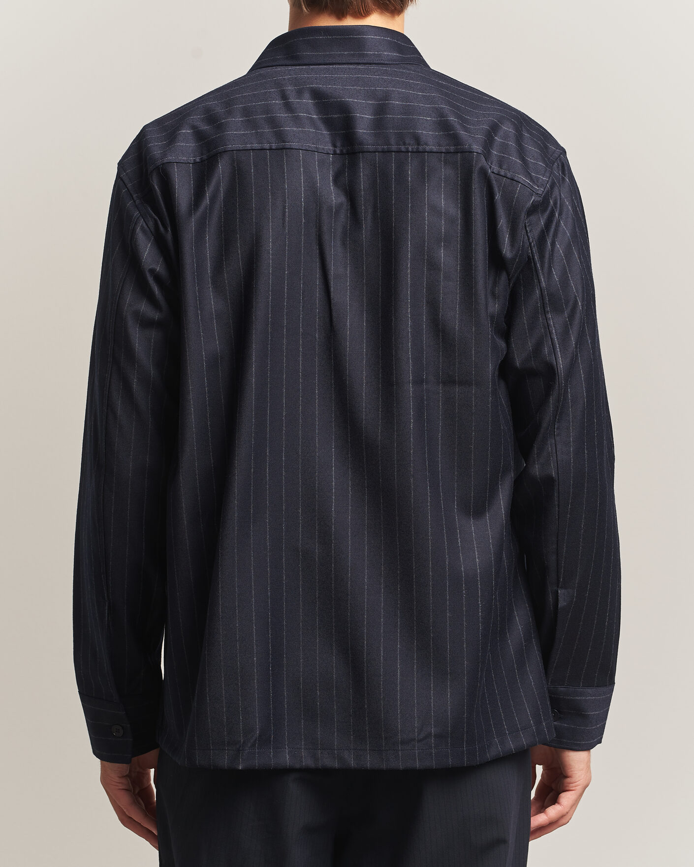 Heren | Overhemden | NN07 | Freddy Wool Pinstriped Overshirt Navy