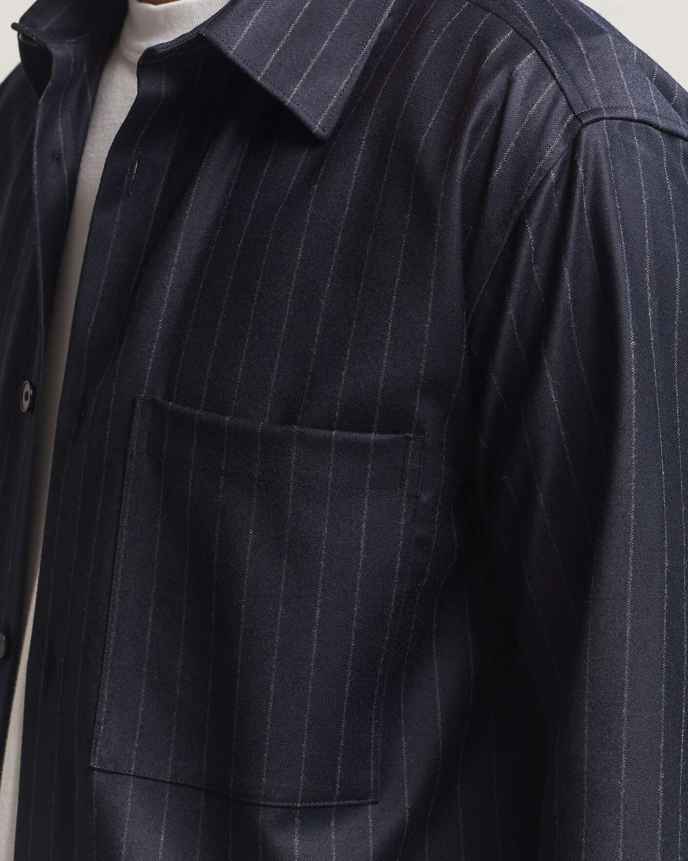 Heren | Overhemden | NN07 | Freddy Wool Pinstriped Overshirt Navy