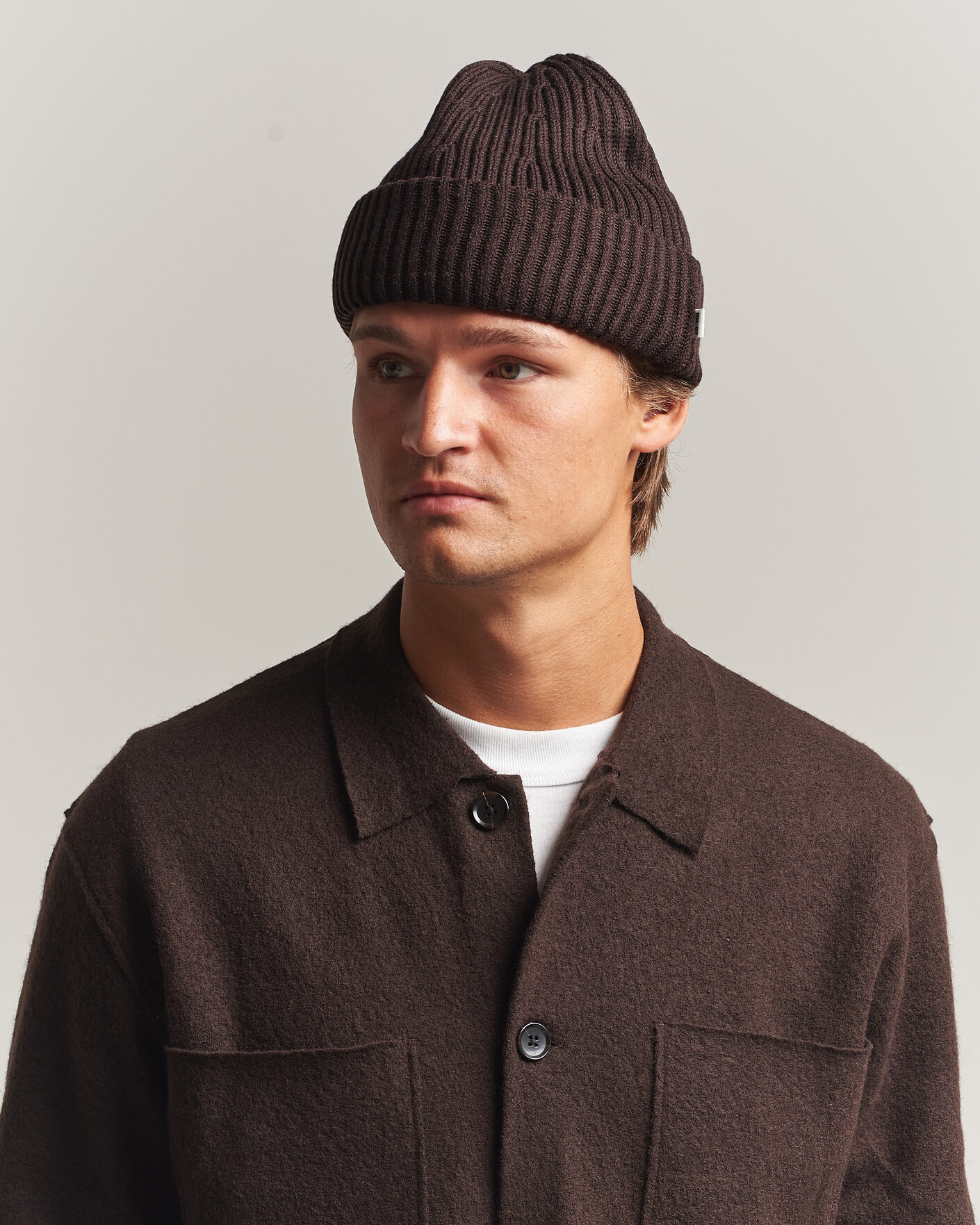 Heren | Mutsen | NN07 | Wool Rib Hat Deep Truffle