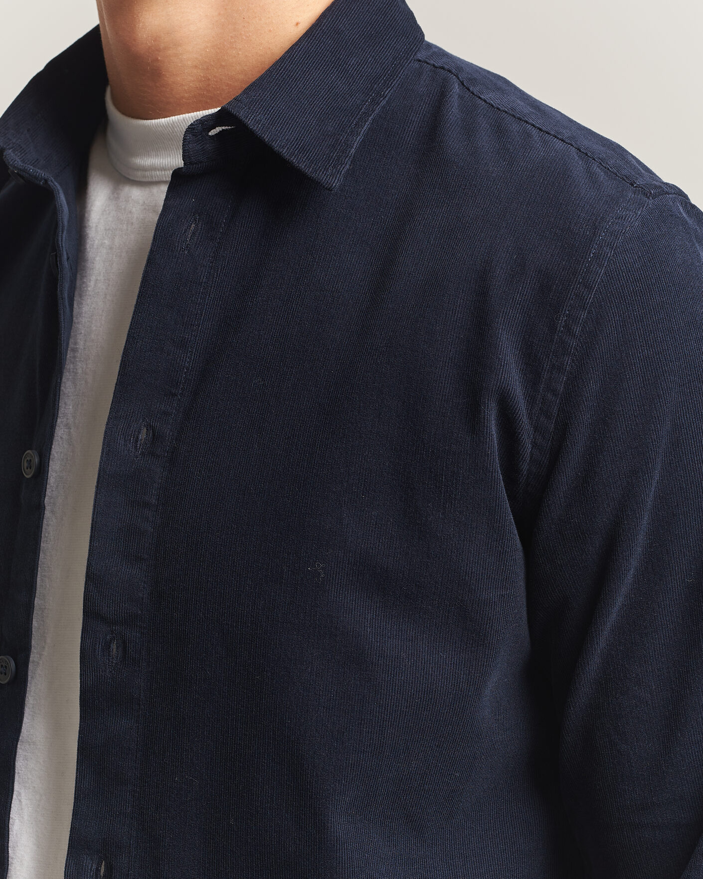 Heren | Overhemden | NN07 | Asher Baby Cord Shirt Navy Blue