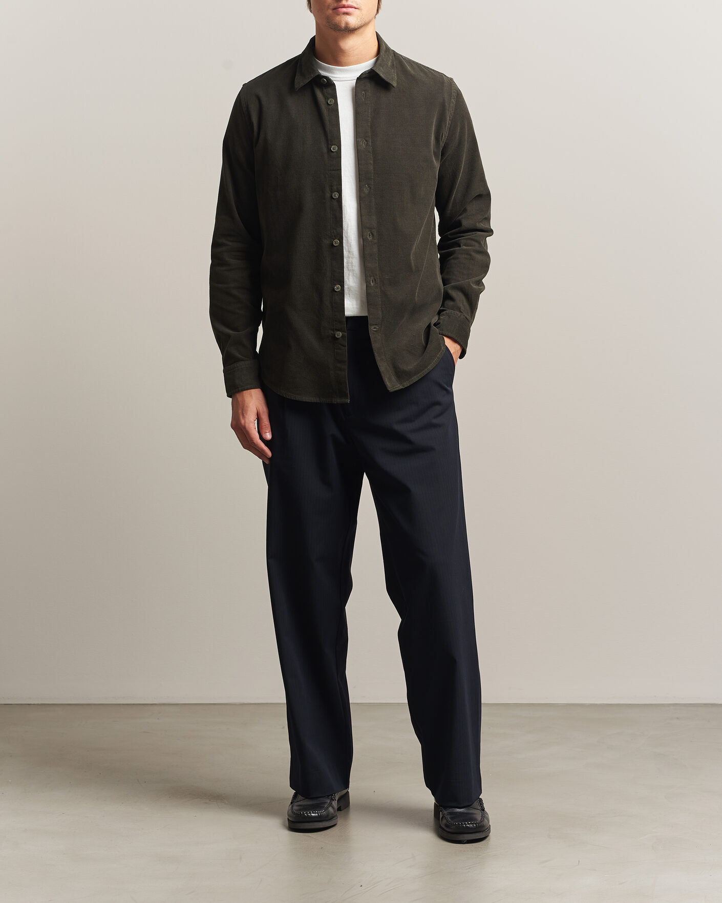 Heren | Overhemden | NN07 | Asher Baby Cord Shirt Capers Green