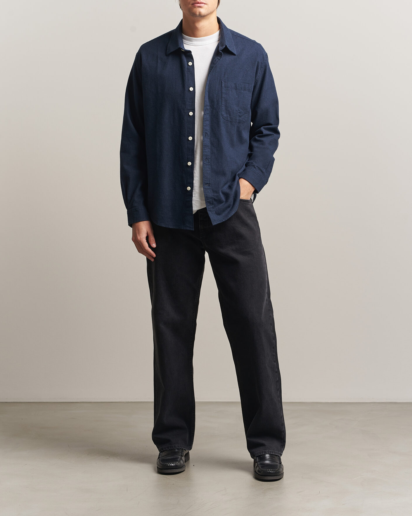 Heren | Overhemden | NN07 | Dino Brushed Flannel Shirt Navy Blue