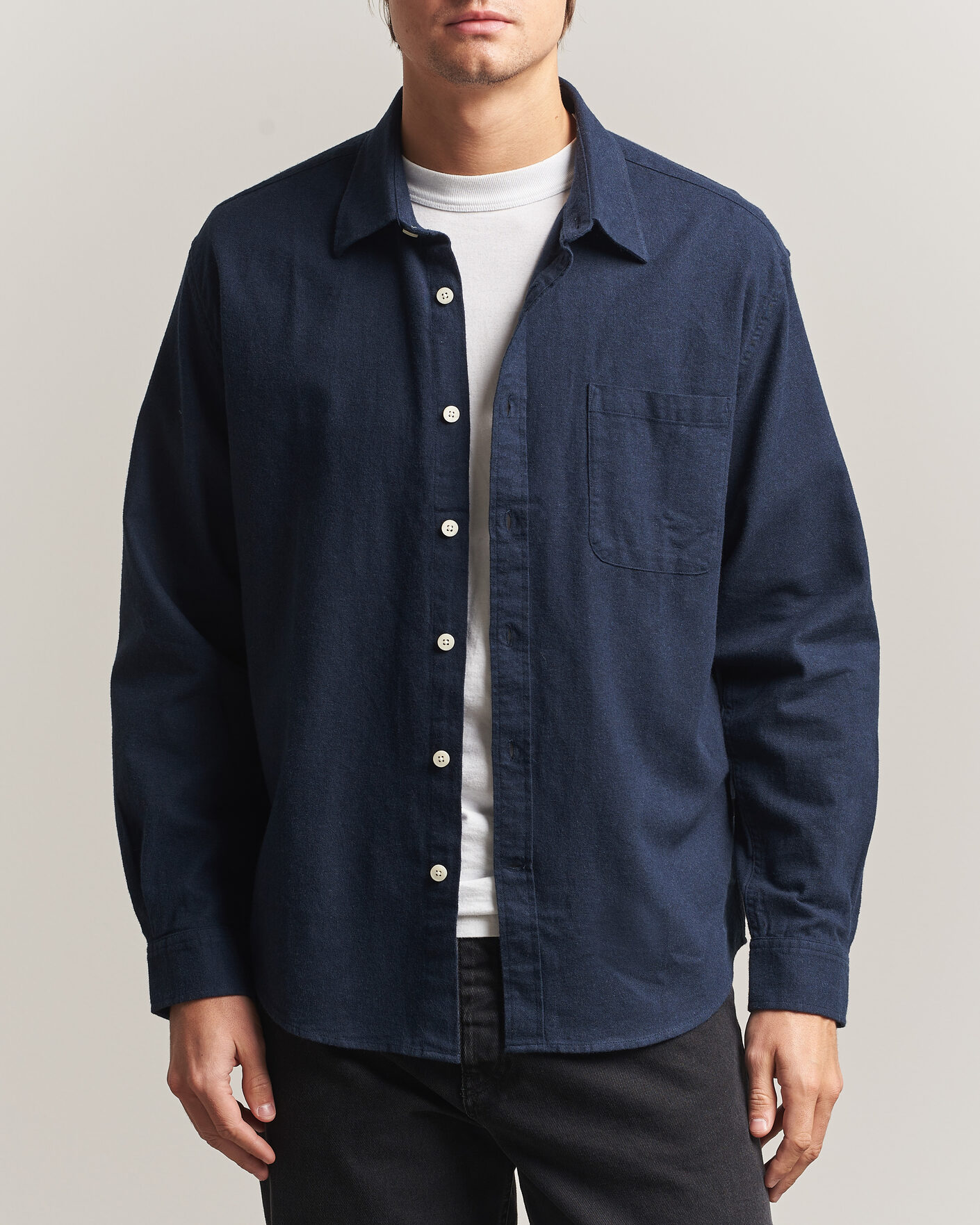 Heren | Overhemden | NN07 | Dino Brushed Flannel Shirt Navy Blue