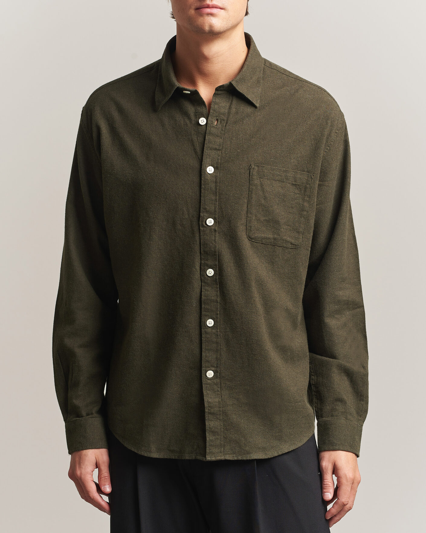 Heren | Overhemden | NN07 | Dino Brushed Flannel Shirt Dark Army