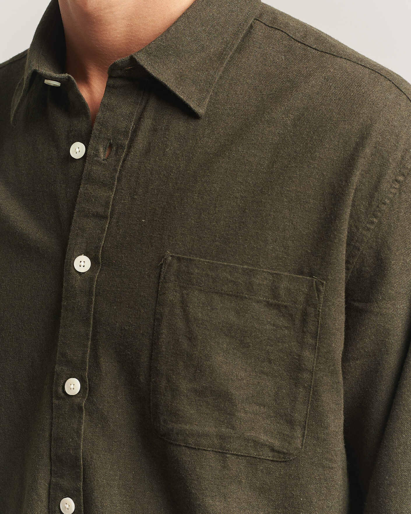 Heren | Overhemden | NN07 | Dino Brushed Flannel Shirt Dark Army