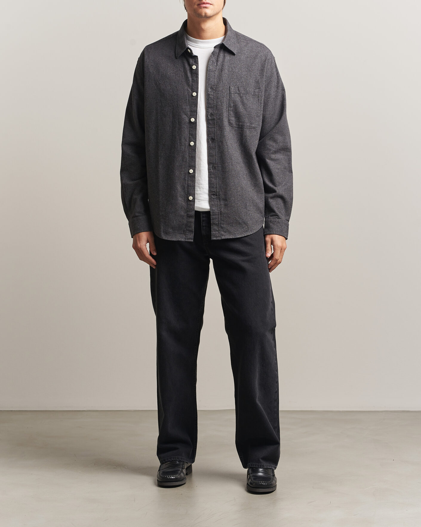 Heren | Overhemden | NN07 | Dino Brushed Flannel Shirt Dark Grey