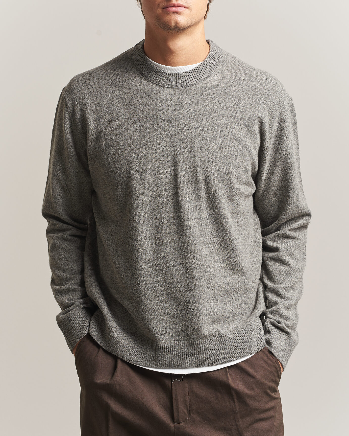 Heren | Truien | NN07 | Raz Lambswool Knitted Sweater Grey Melange