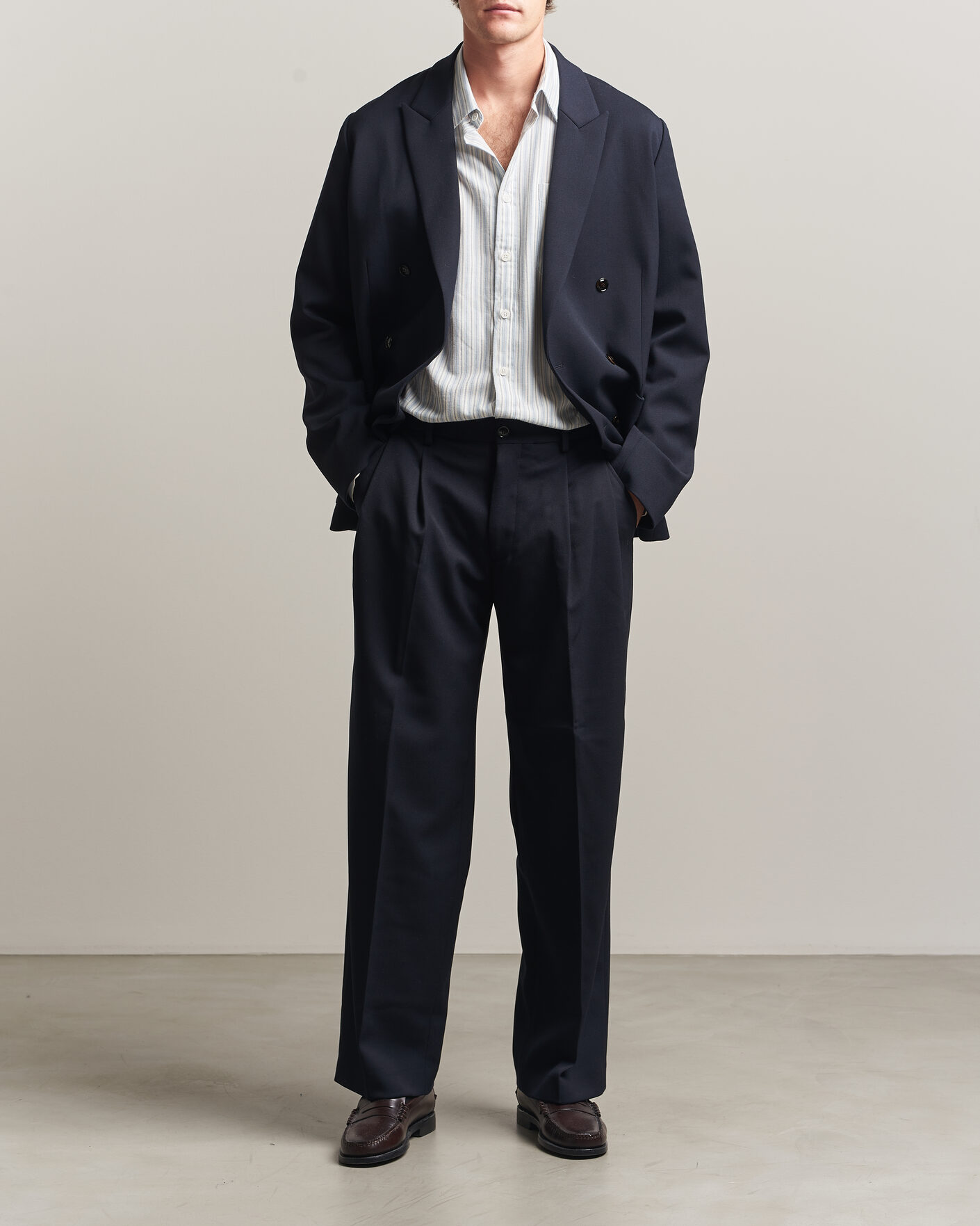 Heren | Broeken | NN07 | Justin Wool Pleated Suit Trousers Deep Navy