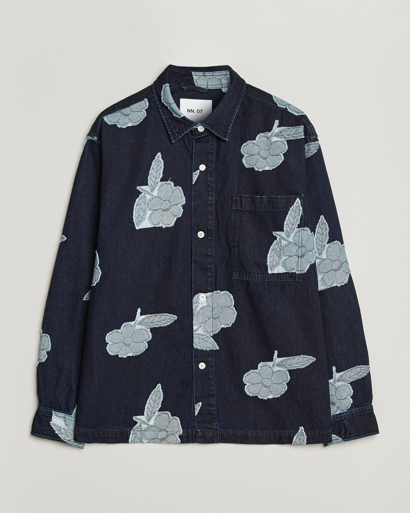Heren | Overhemden | NN07 | Adwin Fil‑coupé Jacquard Denim Overshirt Dark Blue