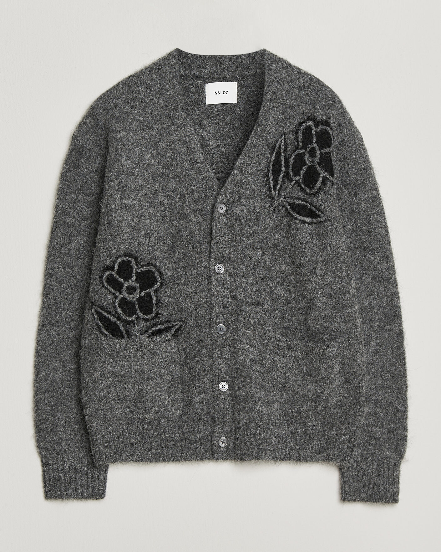 Heren | Truien | NN07 | Kyle Alpaca Knitted Cardigan Dark Grey Melange