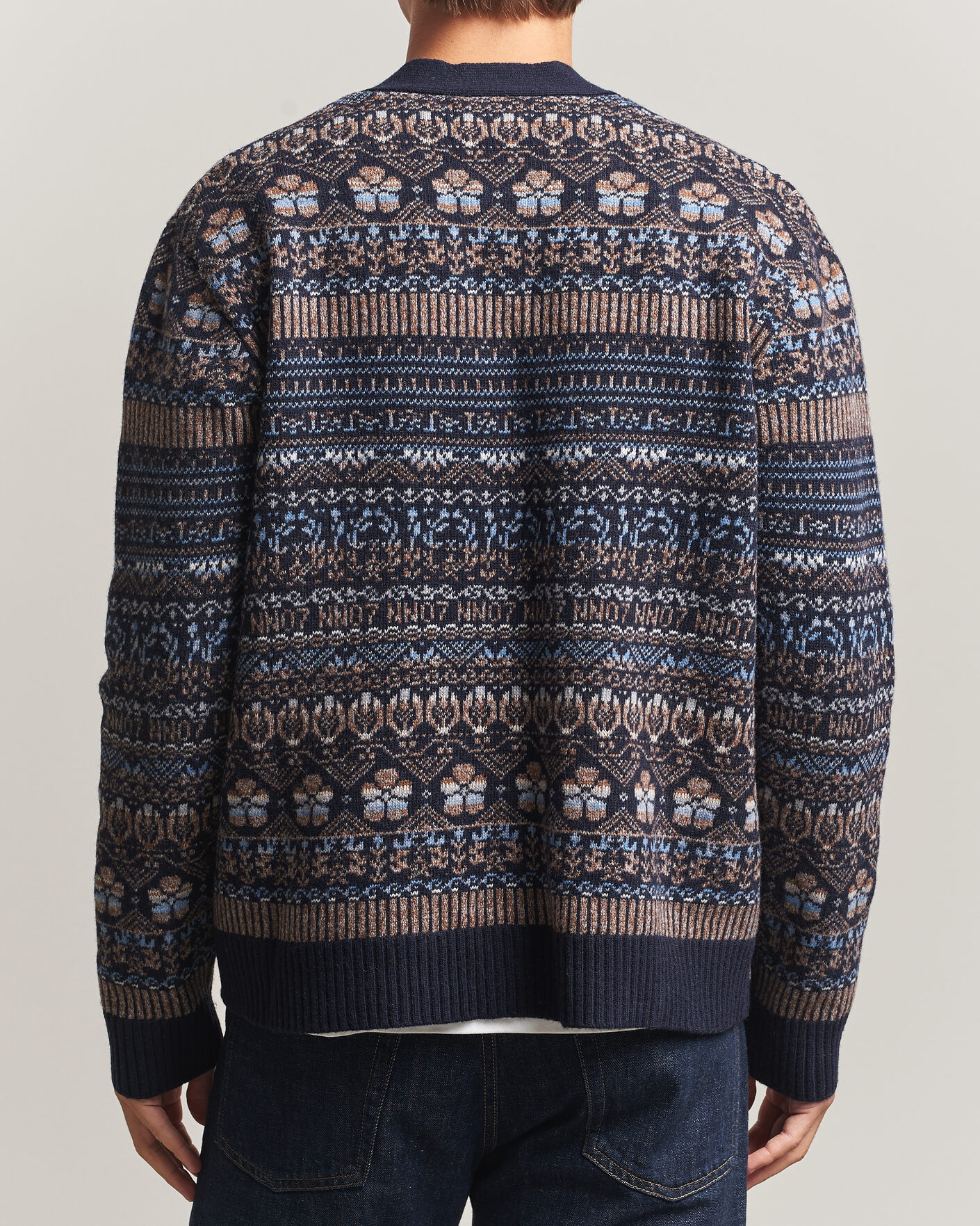 Heren | Truien | NN07 | Tobias Fairisle Wool Knitted Cardigan Navy Blue