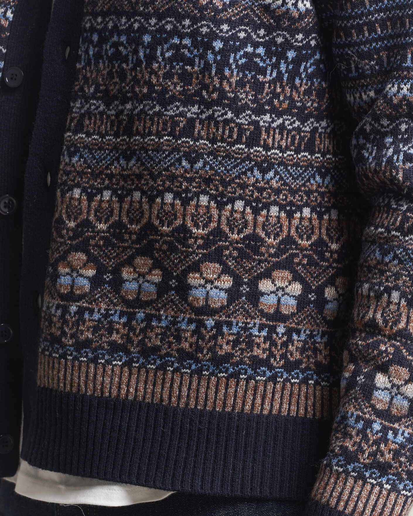 Heren | Truien | NN07 | Tobias Fairisle Wool Knitted Cardigan Navy Blue