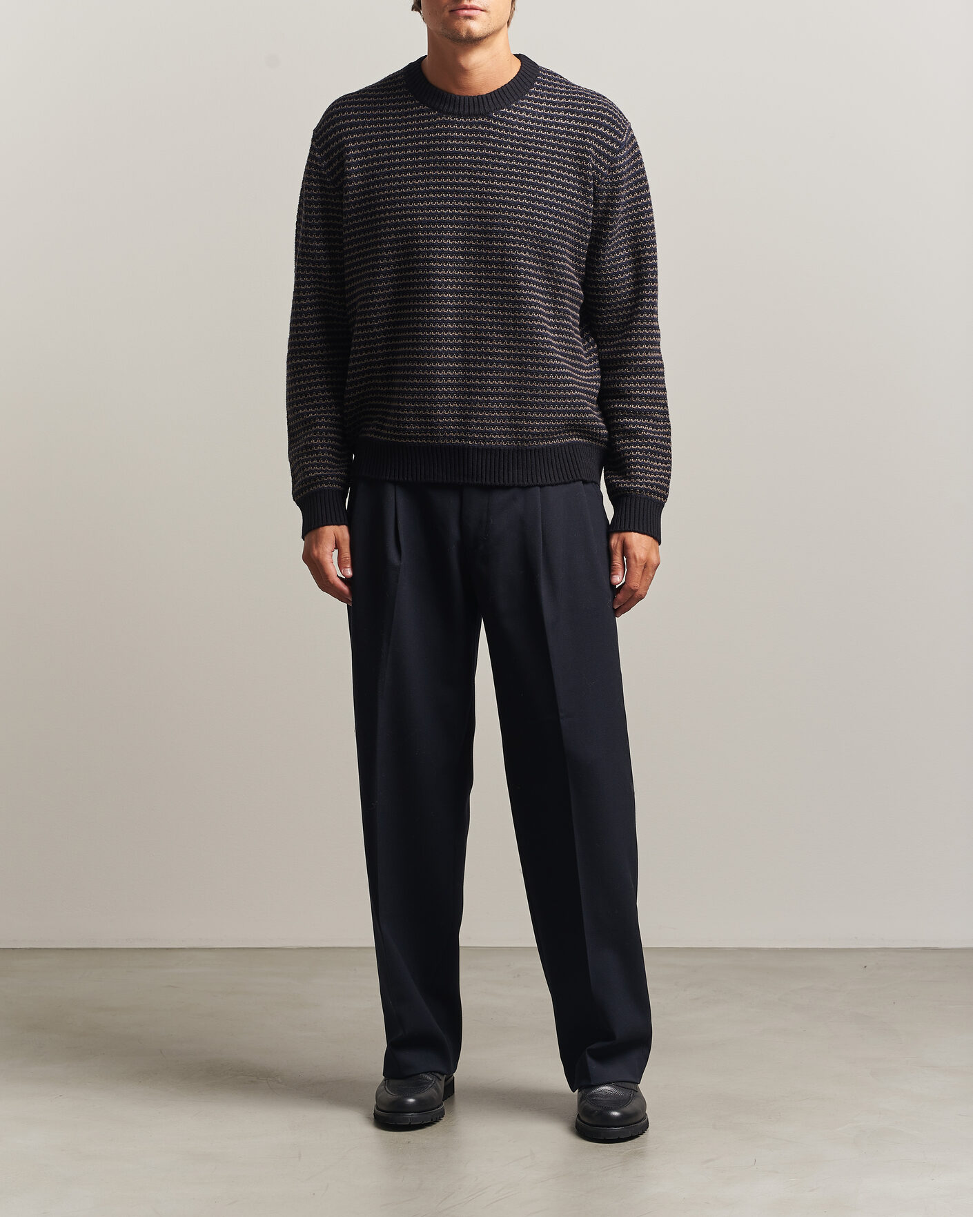 Heren | Truien | NN07 | Russell Cotton/Wool Structured Sweater Navy Blue