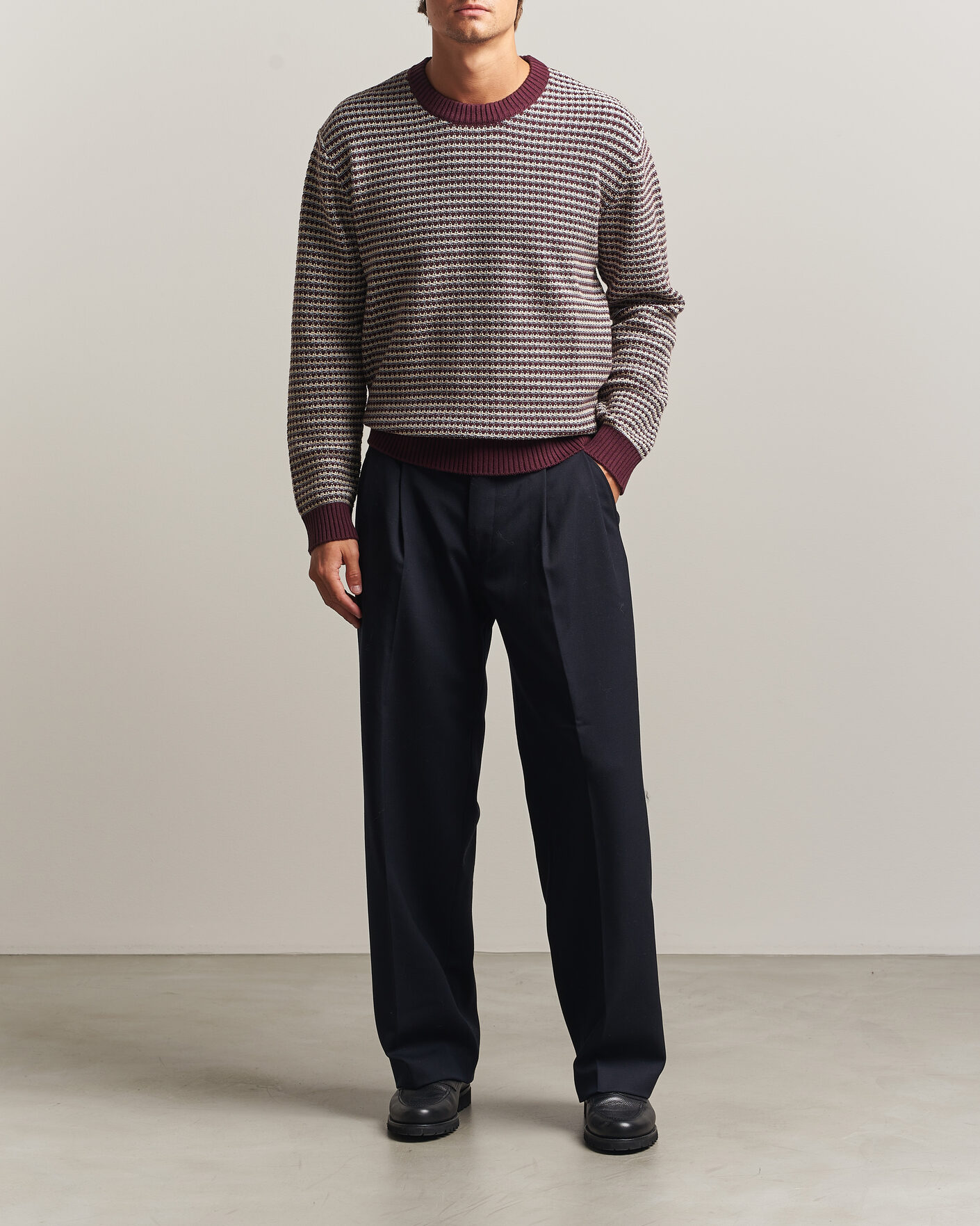 Heren | Truien | NN07 | Russell Cotton/Wool Structured Sweater Winetasting