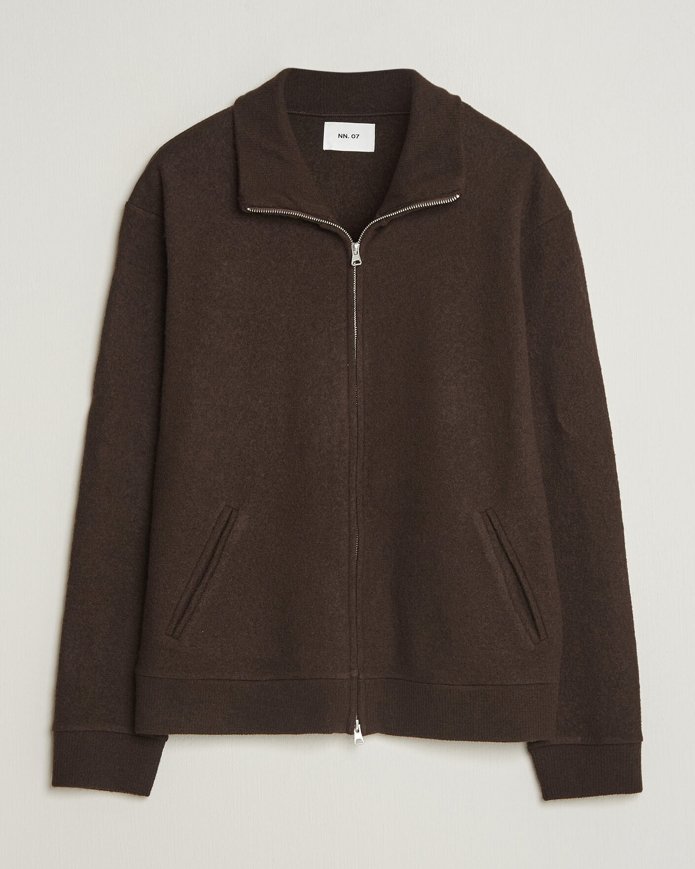 Heren | Truien | NN07 | Soft Boiled Wool Full Zip Deep Truffle