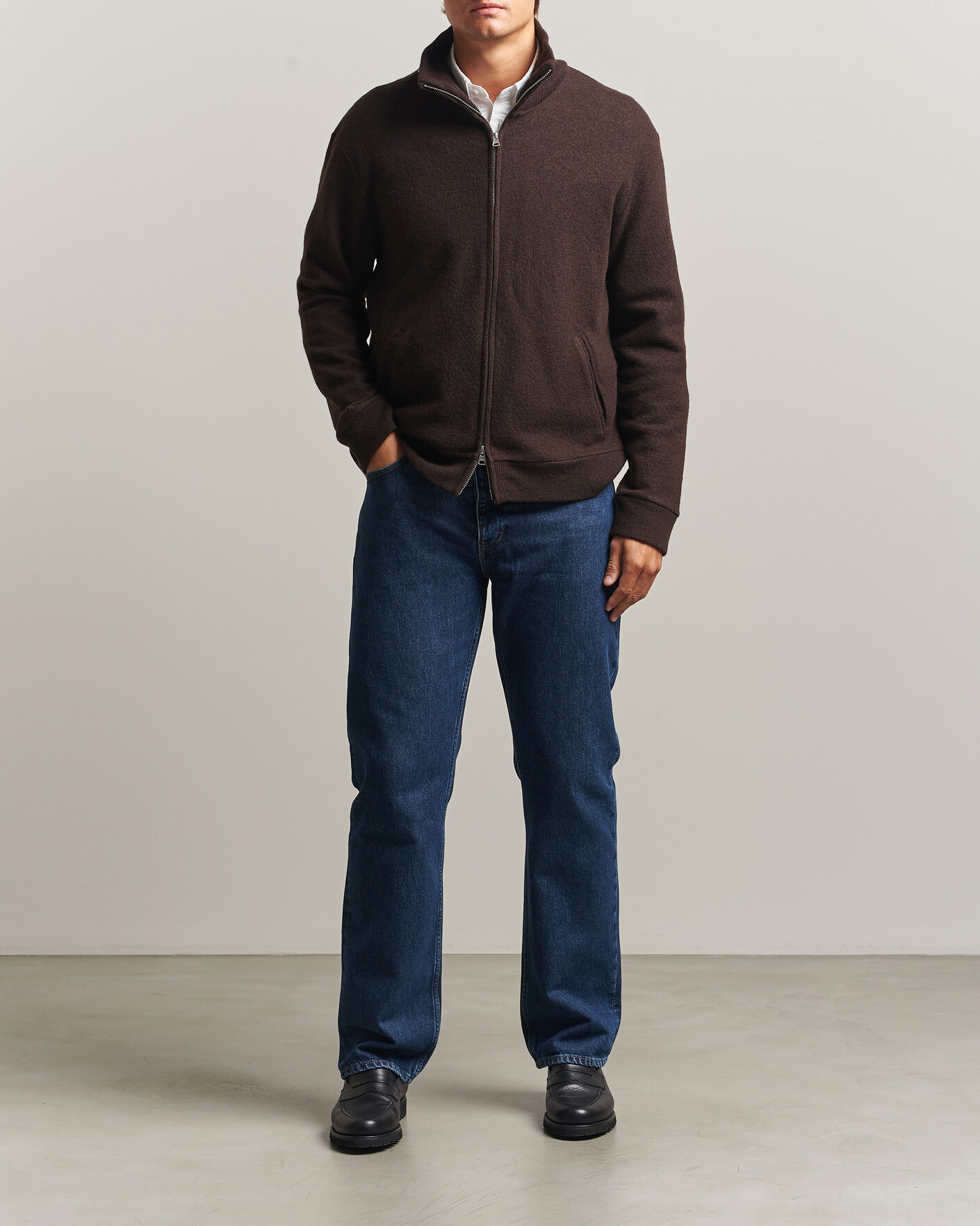 Heren | Truien | NN07 | Soft Boiled Wool Full Zip Deep Truffle