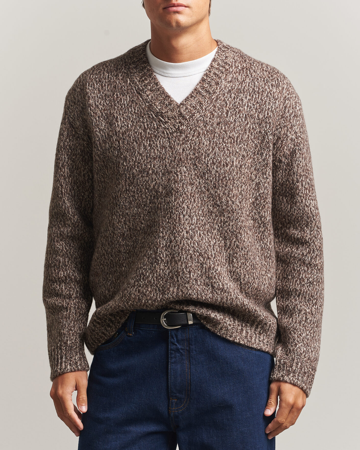 Heren | Truien | NN07 | Flint Wool Knitted V-Neck Deep Truffle