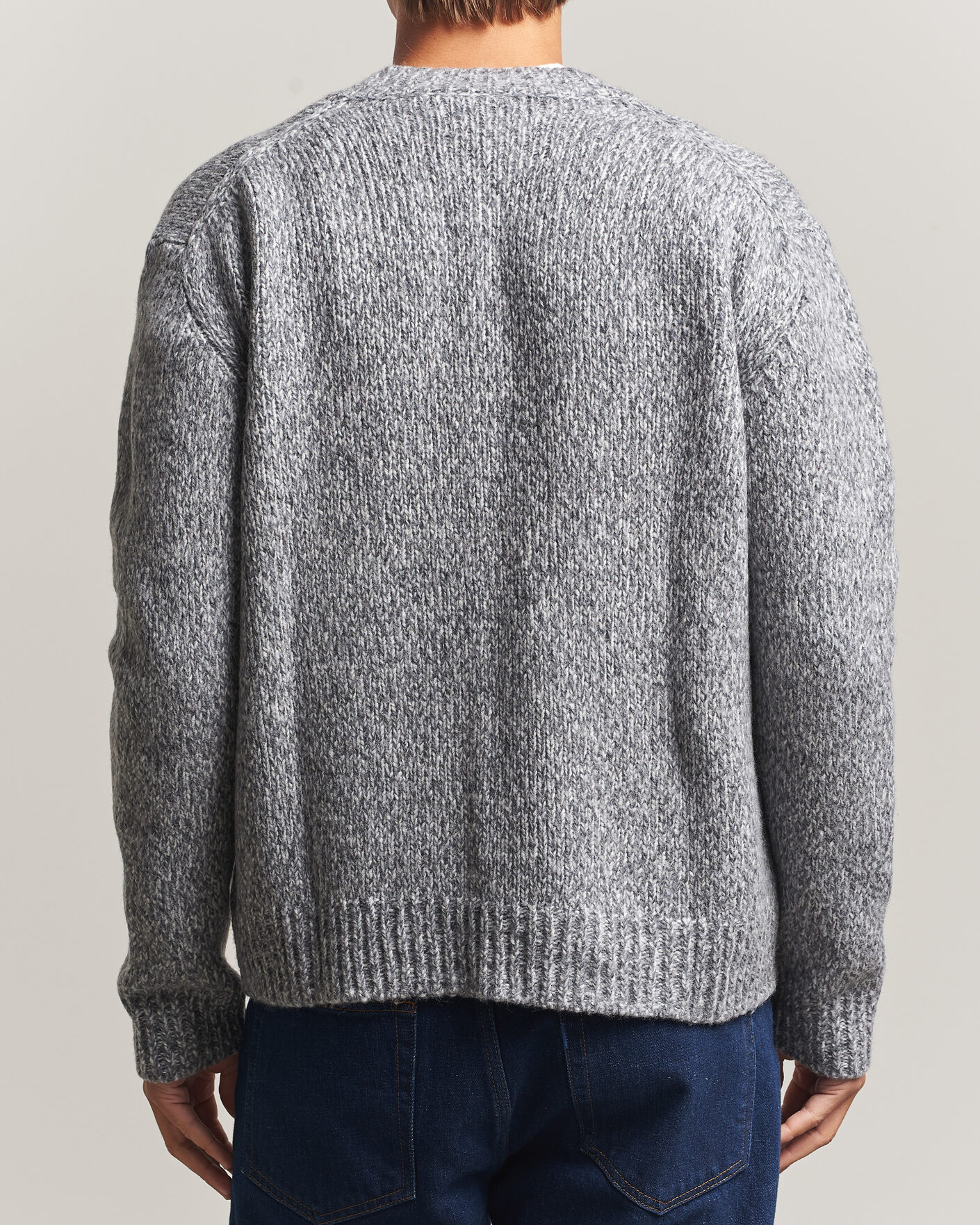 Heren | Truien | NN07 | Flint Wool Knitted V-Neck Grey Melange