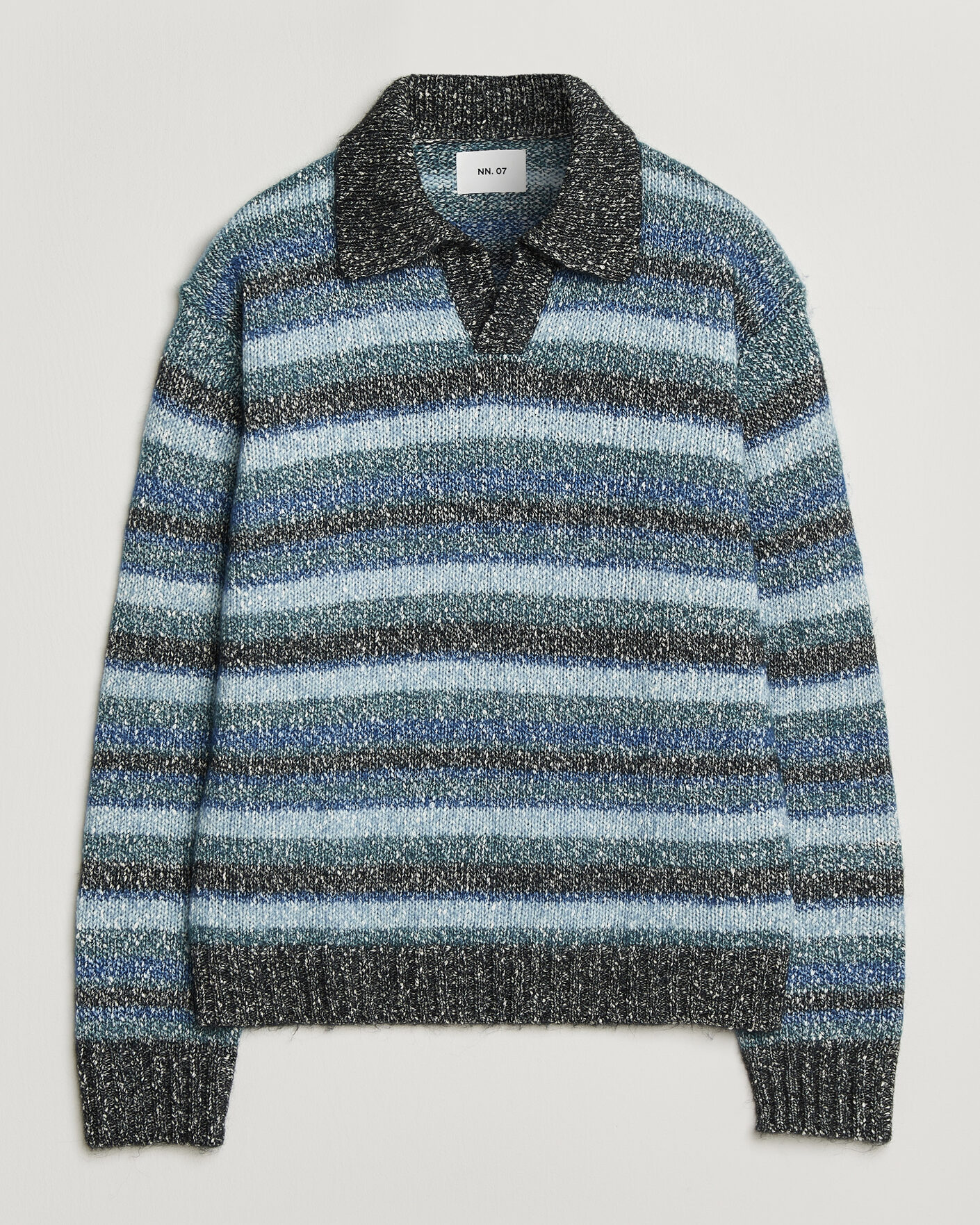 Heren | Truien | NN07 | Erling Striped Knitted Polo Navy Multi