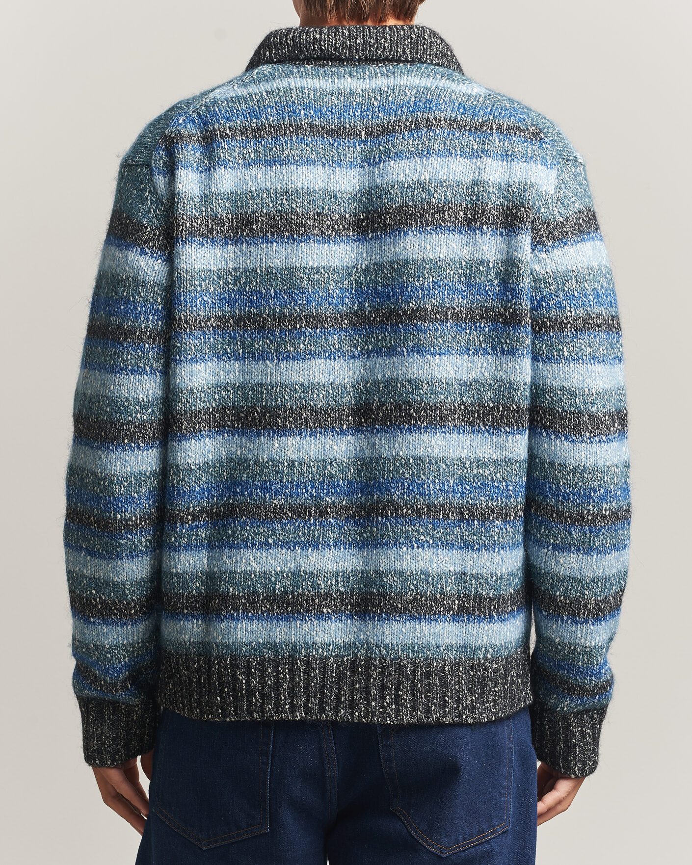 Heren | Truien | NN07 | Erling Striped Knitted Polo Navy Multi