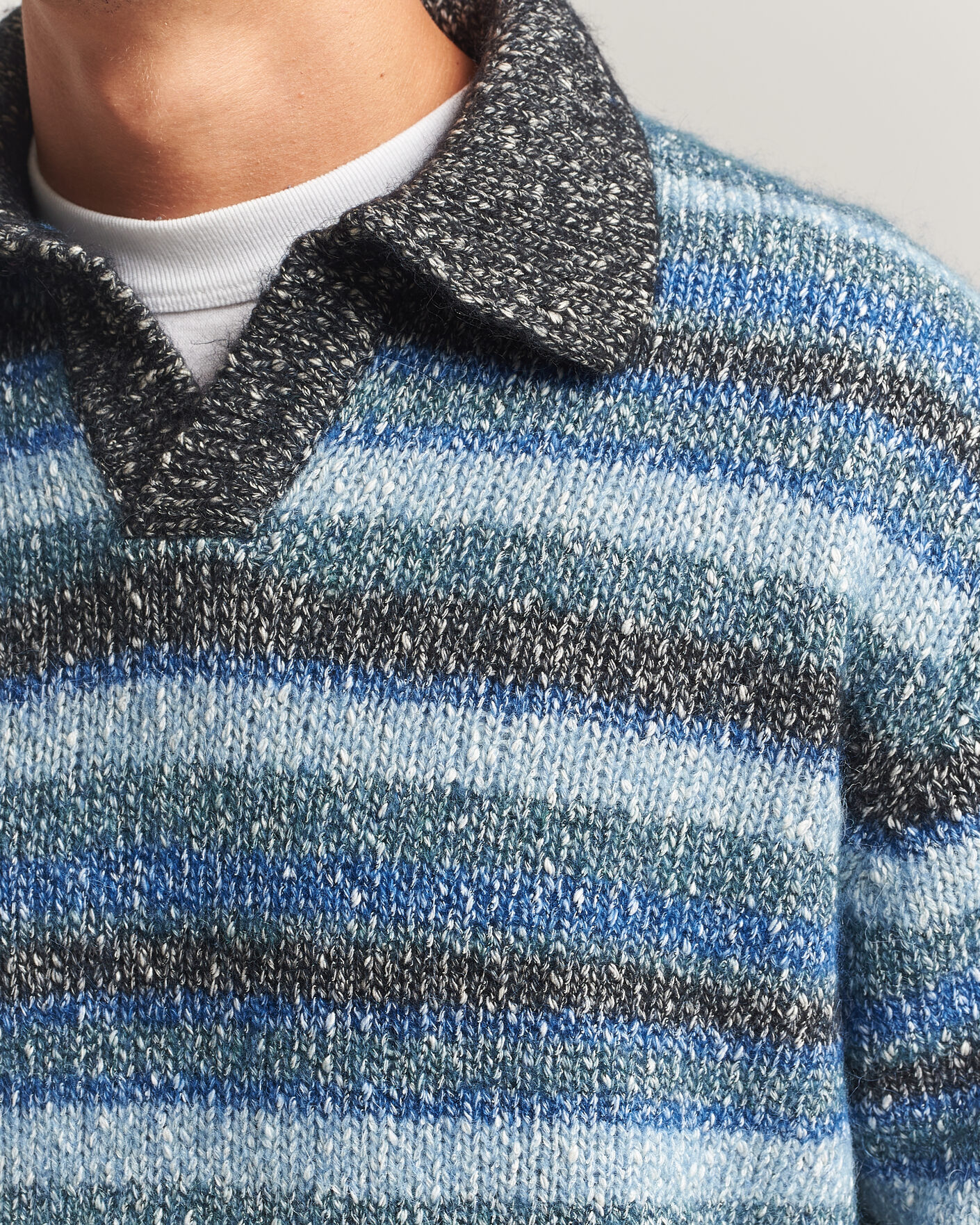 Heren | Truien | NN07 | Erling Striped Knitted Polo Navy Multi