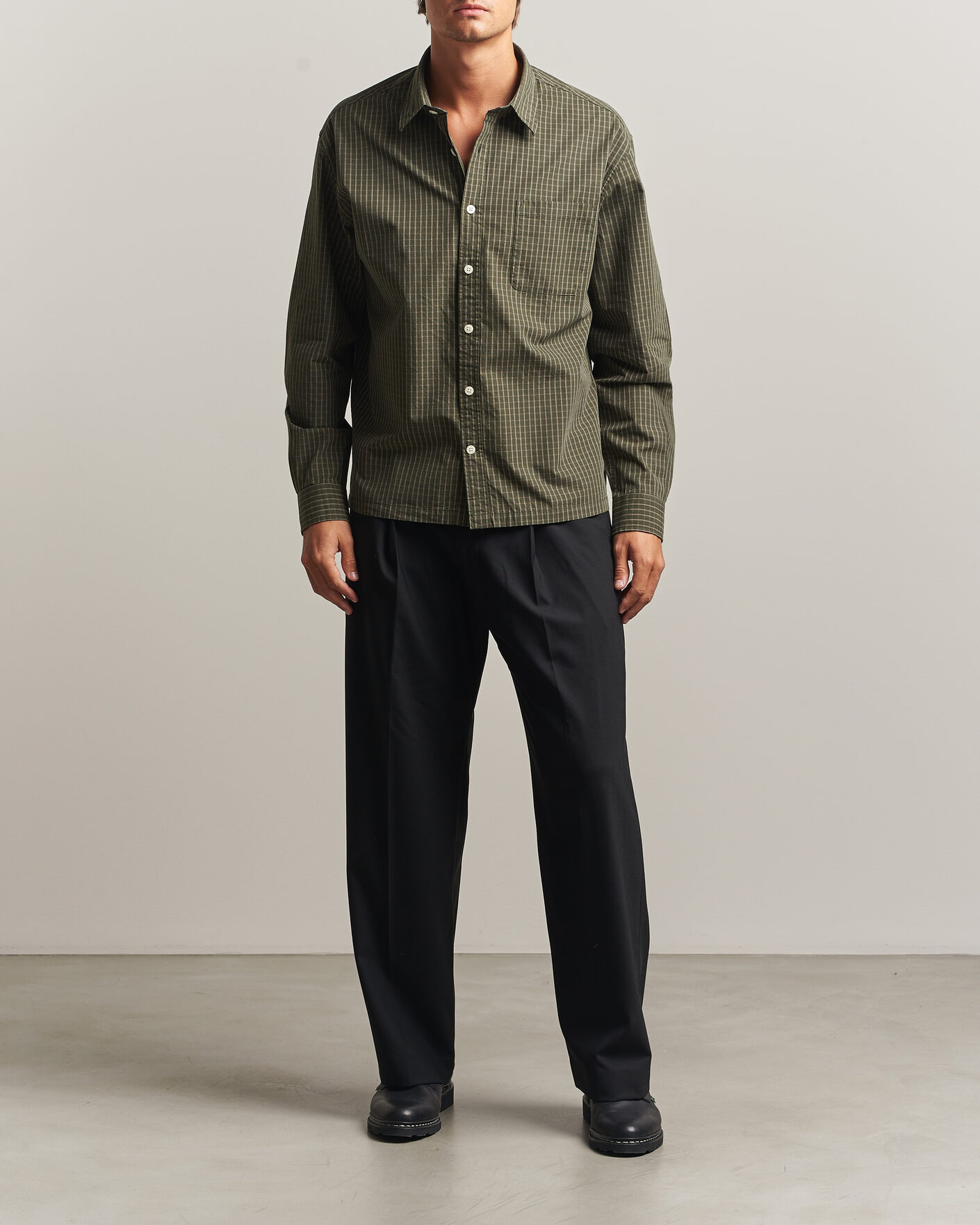 Heren | Overhemden | NN07 | Deon Peached Cotton Checked Shirt Green