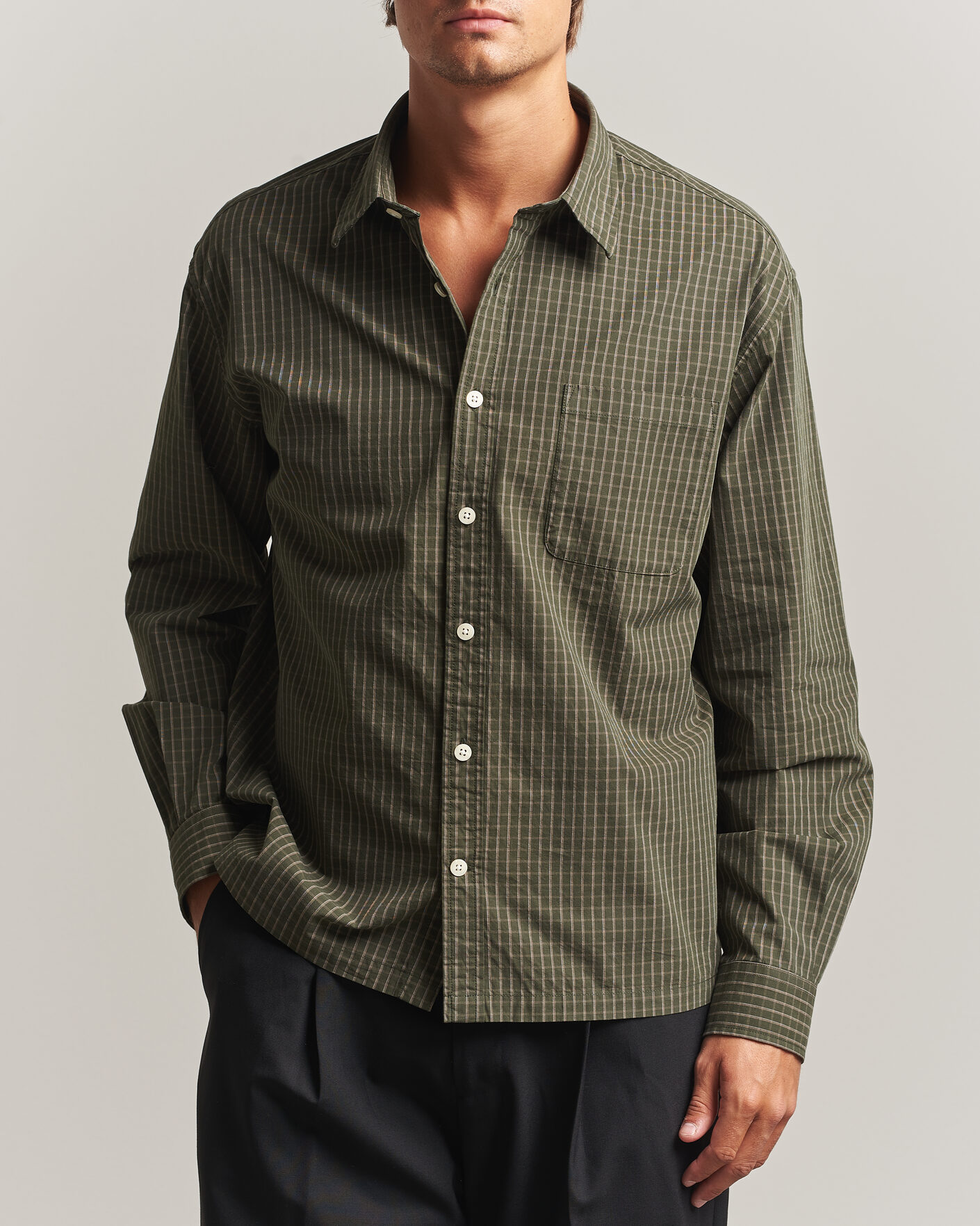 Heren | Overhemden | NN07 | Deon Peached Cotton Checked Shirt Green