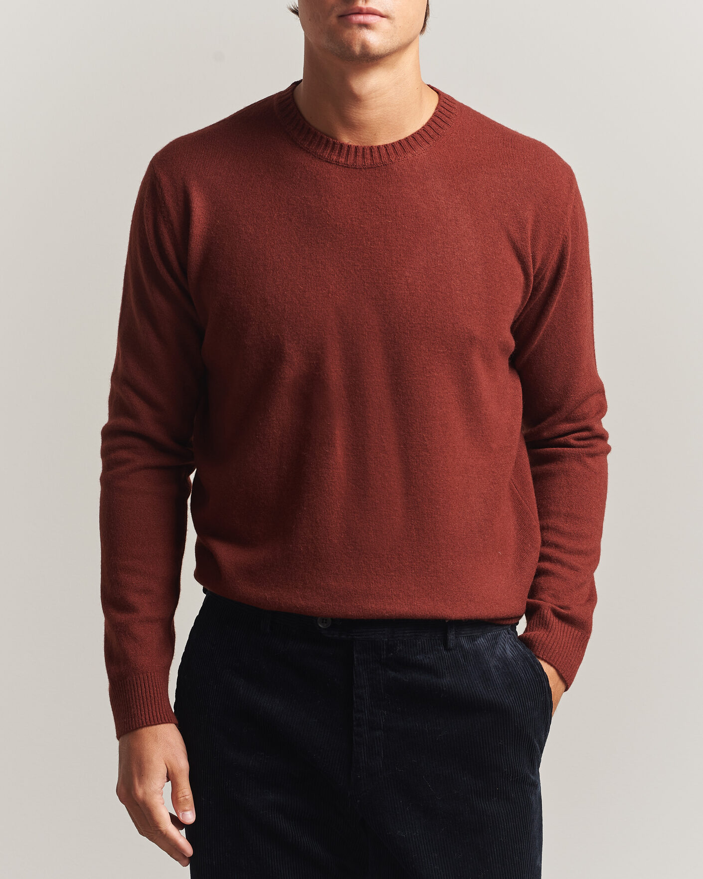 Heren | Truien | Oscar Jacobson | Valter Wool/Cashmere Round Neck Orange Rust