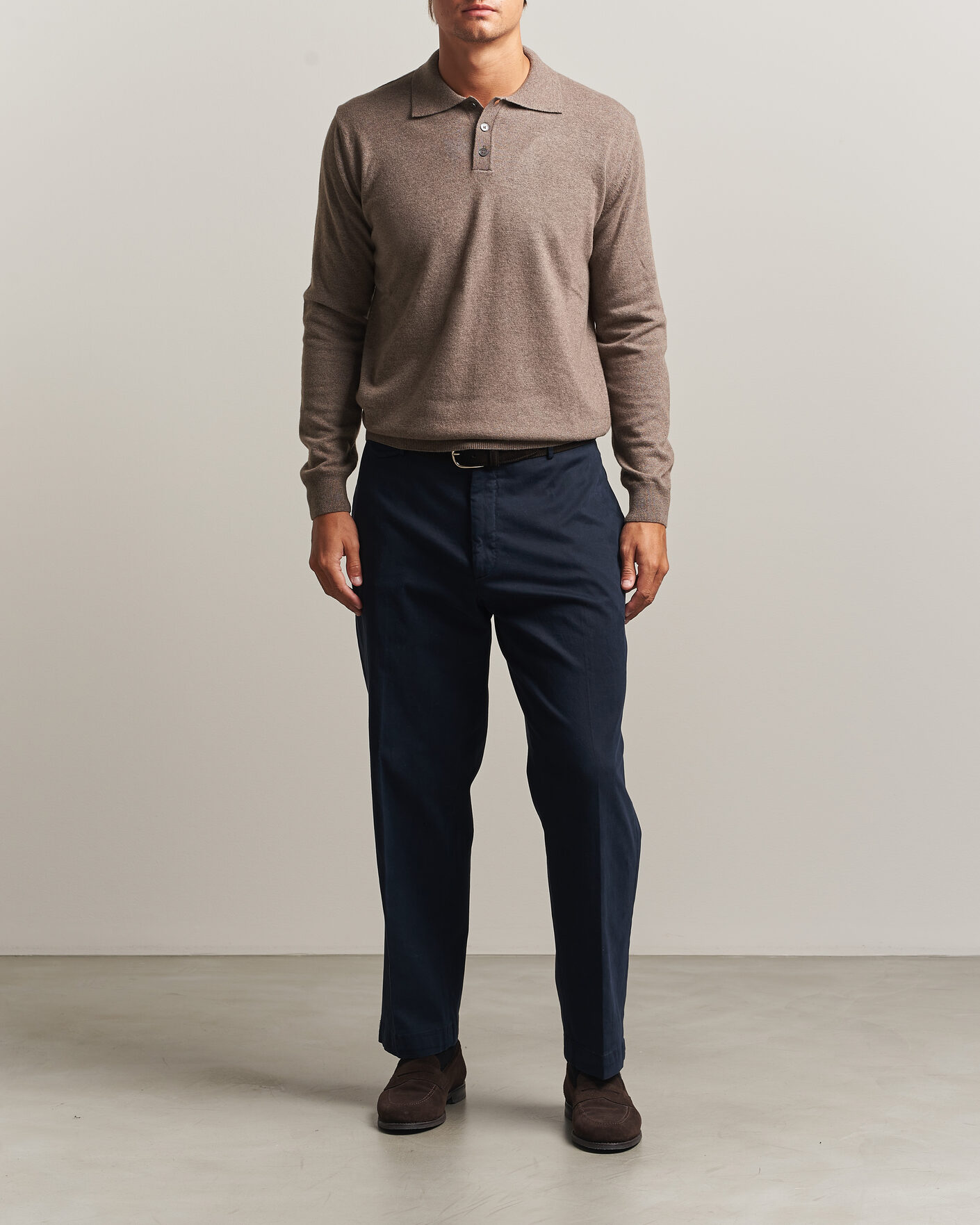 Heren | Truien | Oscar Jacobson | Pepe Wool/Cashmere Polo Light Brown