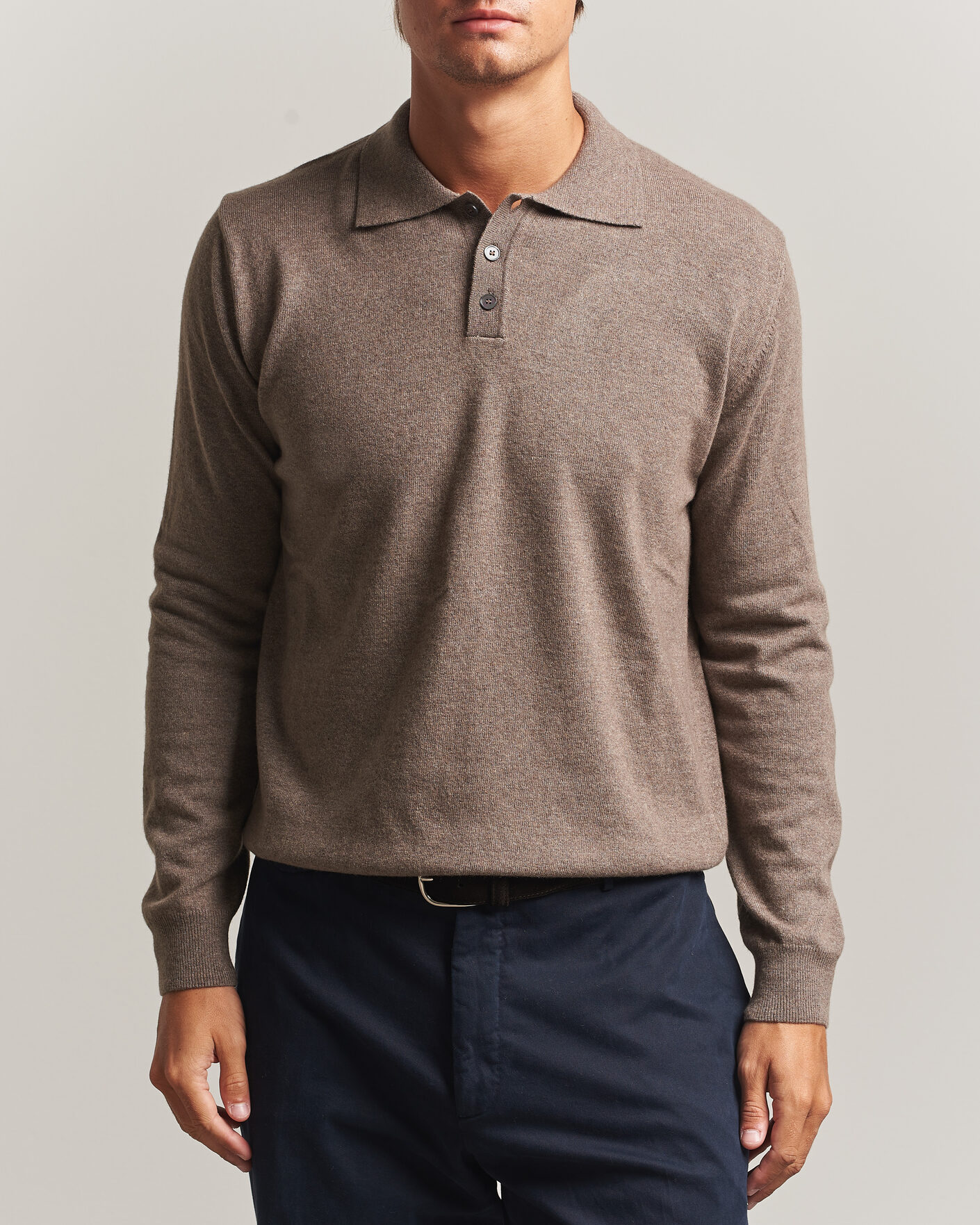Heren | Truien | Oscar Jacobson | Pepe Wool/Cashmere Polo Light Brown