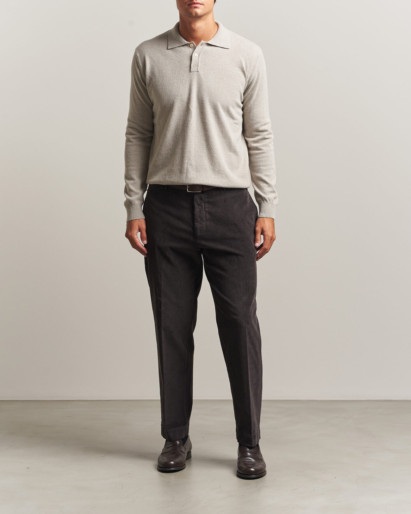 Heren | Truien | Oscar Jacobson | Pepe Wool/Cashmere Polo Light Beige