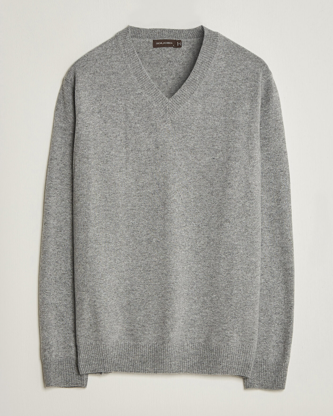 Heren | Truien | Oscar Jacobson | Gregor Wool/Cashmere V-Neck Grey Melange