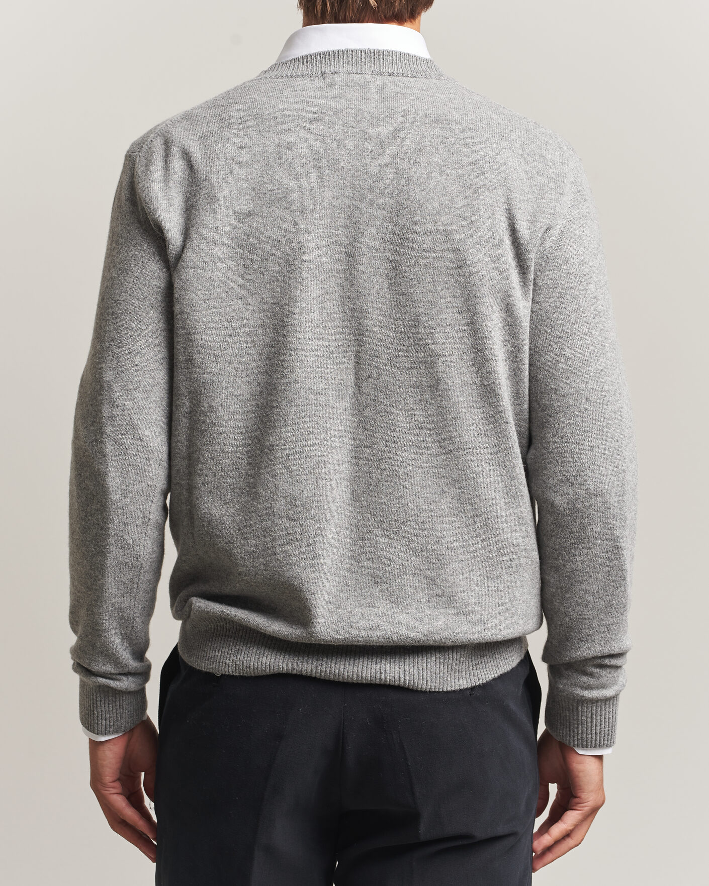 Heren | Truien | Oscar Jacobson | Gregor Wool/Cashmere V-Neck Grey Melange