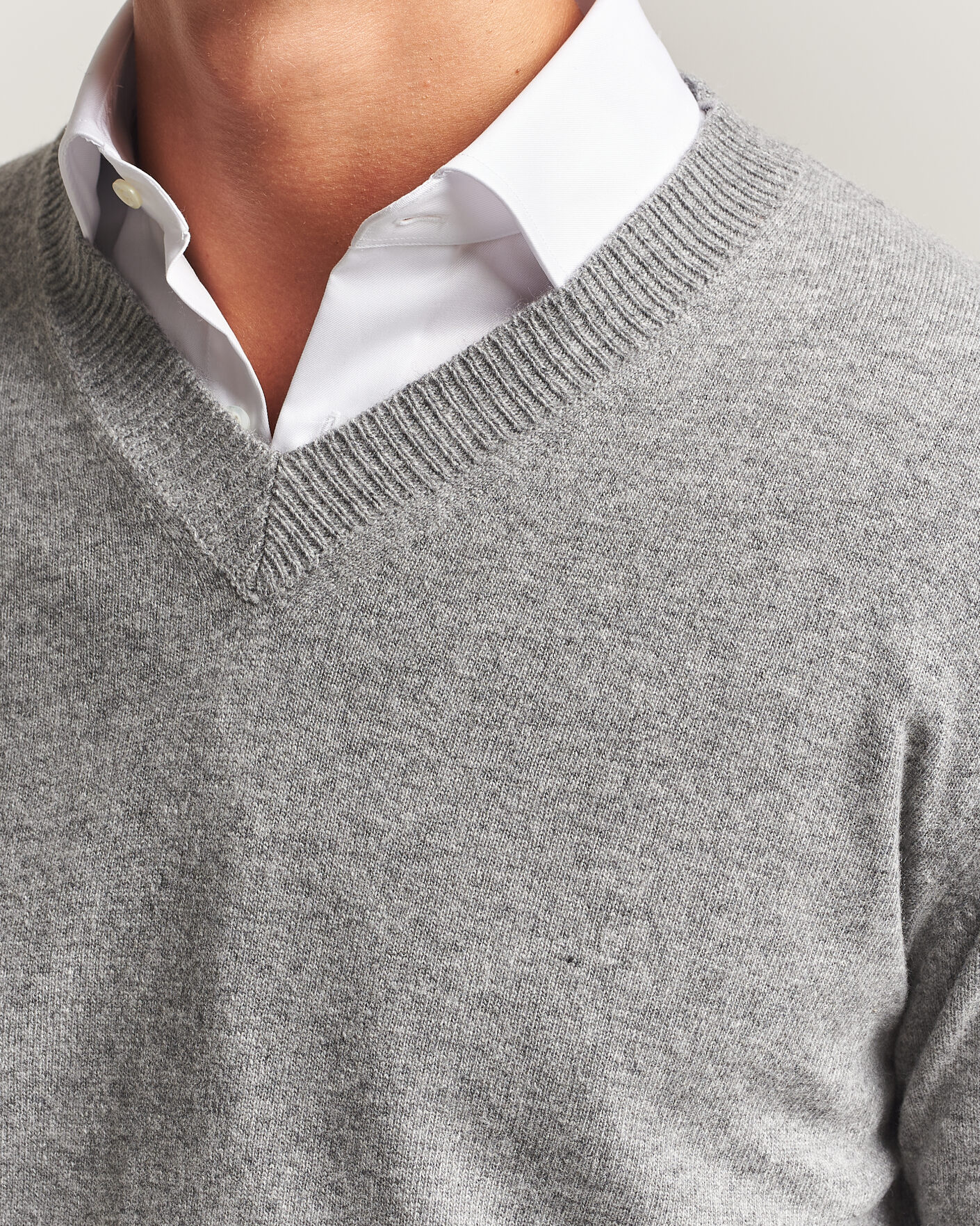 Heren | Truien | Oscar Jacobson | Gregor Wool/Cashmere V-Neck Grey Melange
