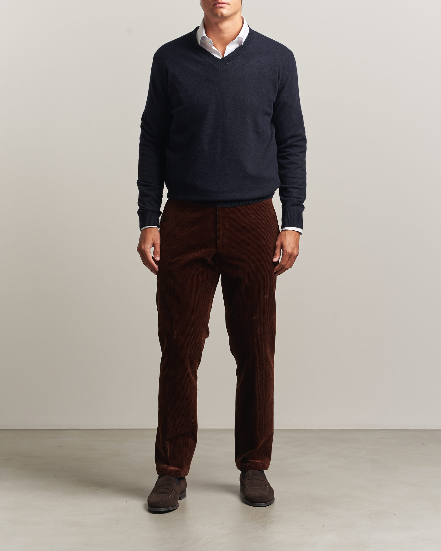 Heren | Truien | Oscar Jacobson | Gregor Wool/Cashmere V-Neck Navy