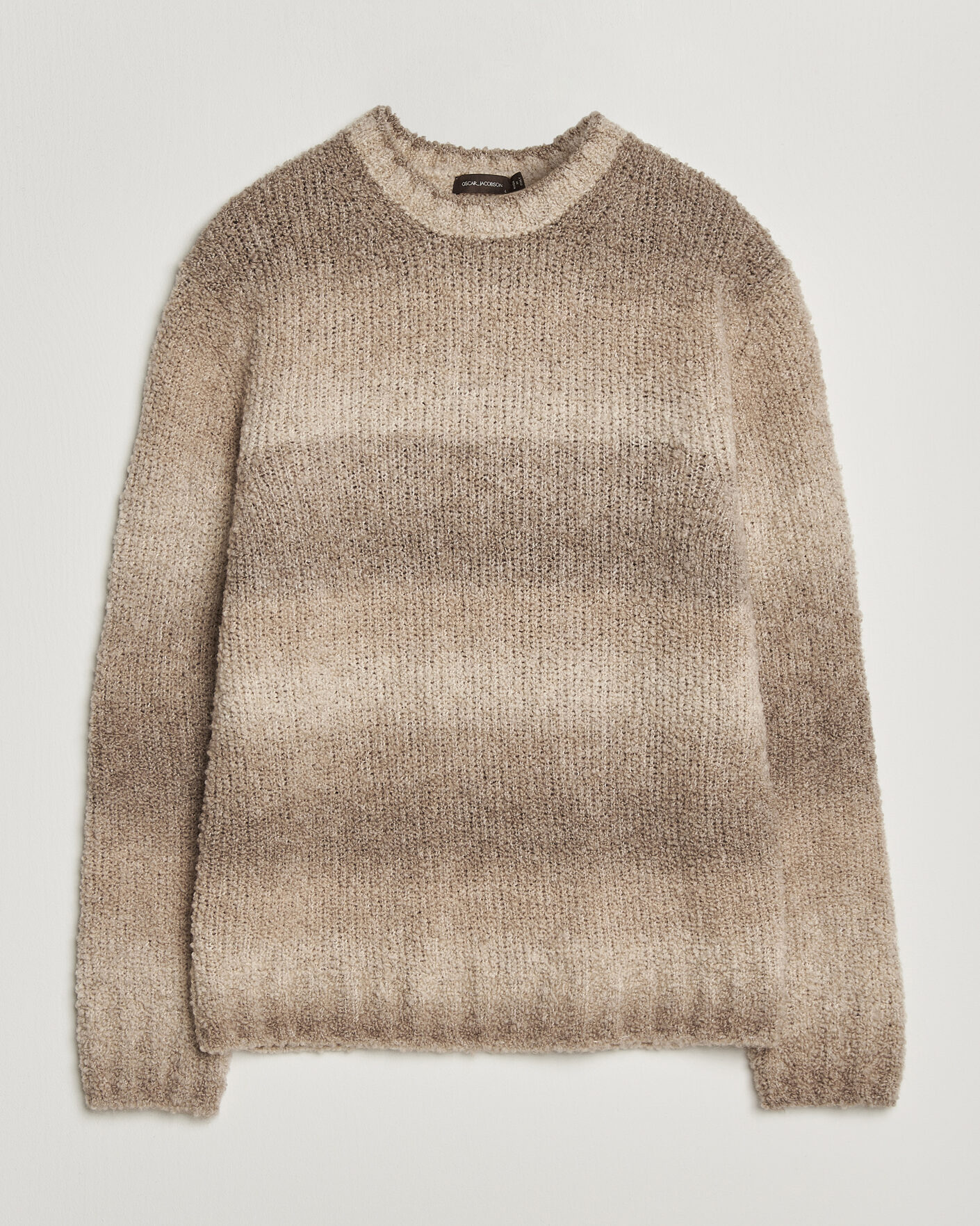 Heren | Truien | Oscar Jacobson | Ronnie Heavy Knitted Wool Crewneck Beige