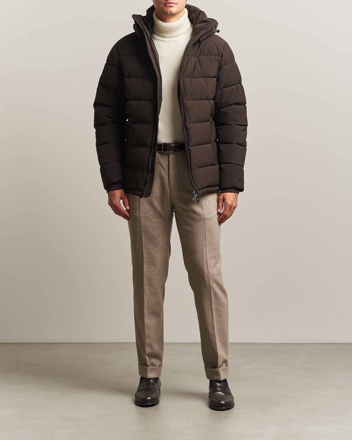 Heren | Jassen | Oscar Jacobson | Hooded Puffer Jacket Brown