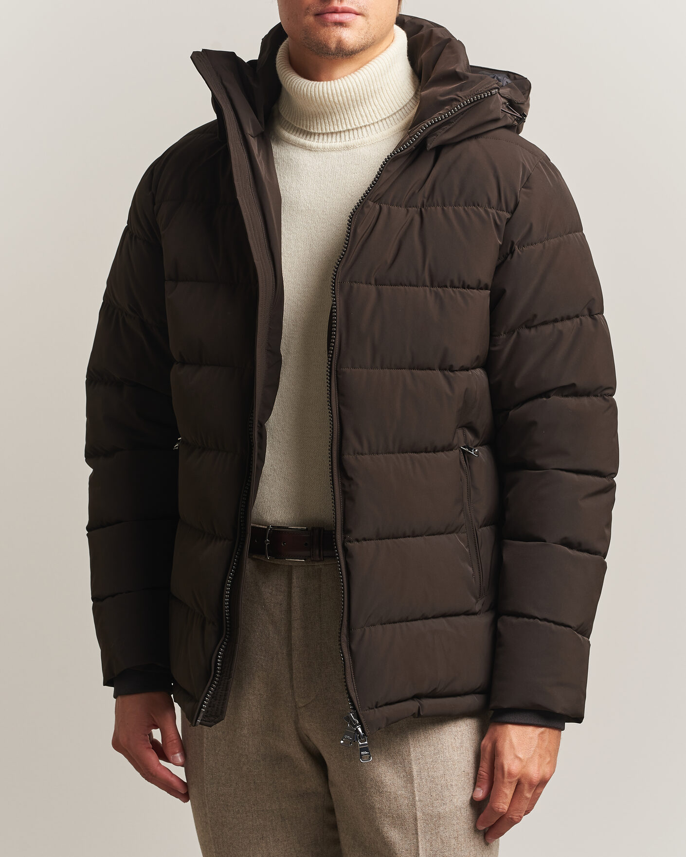 Heren | Jassen | Oscar Jacobson | Hooded Puffer Jacket Brown