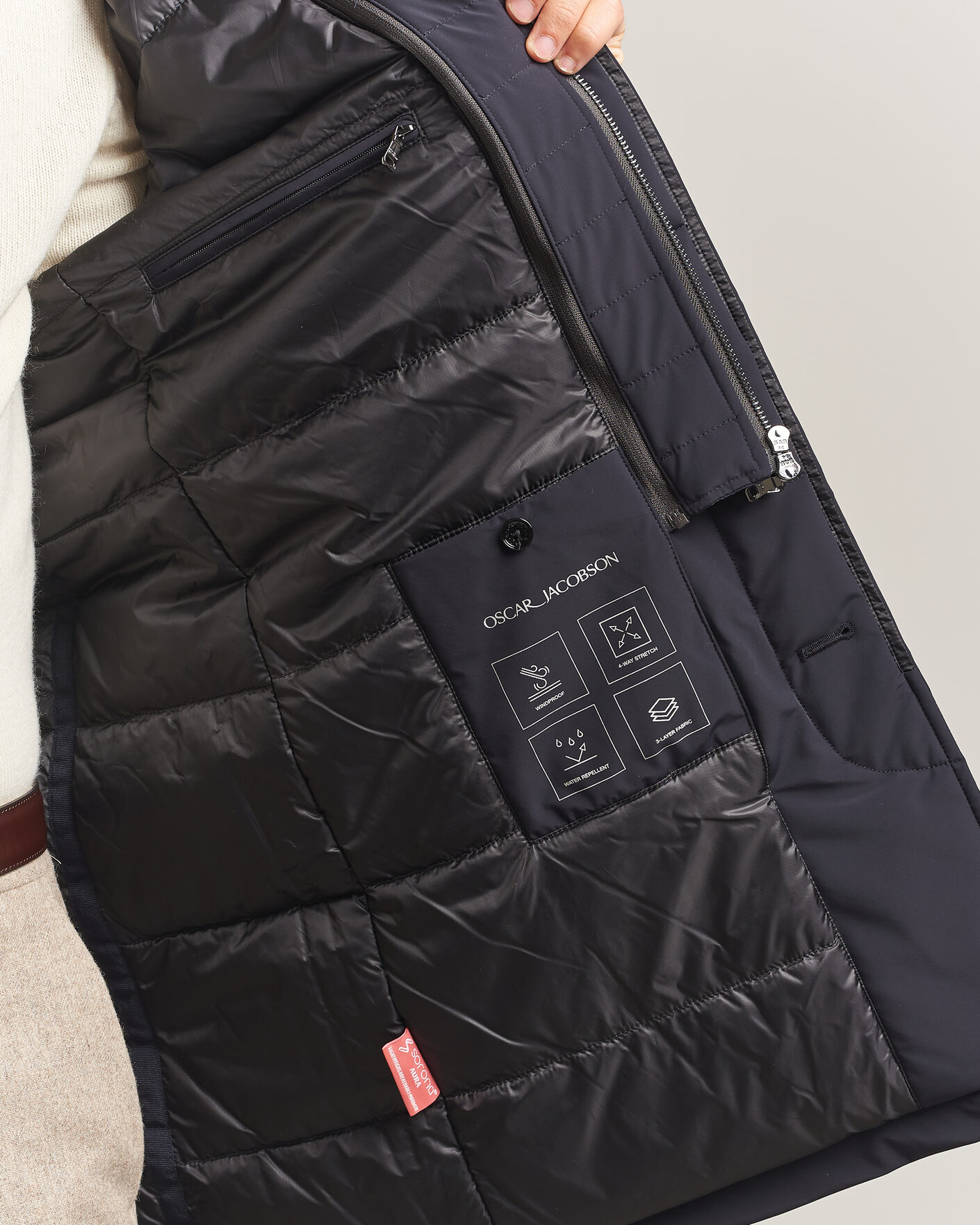 Heren | Jassen | Oscar Jacobson | Zipped Padded Car Coat Navy