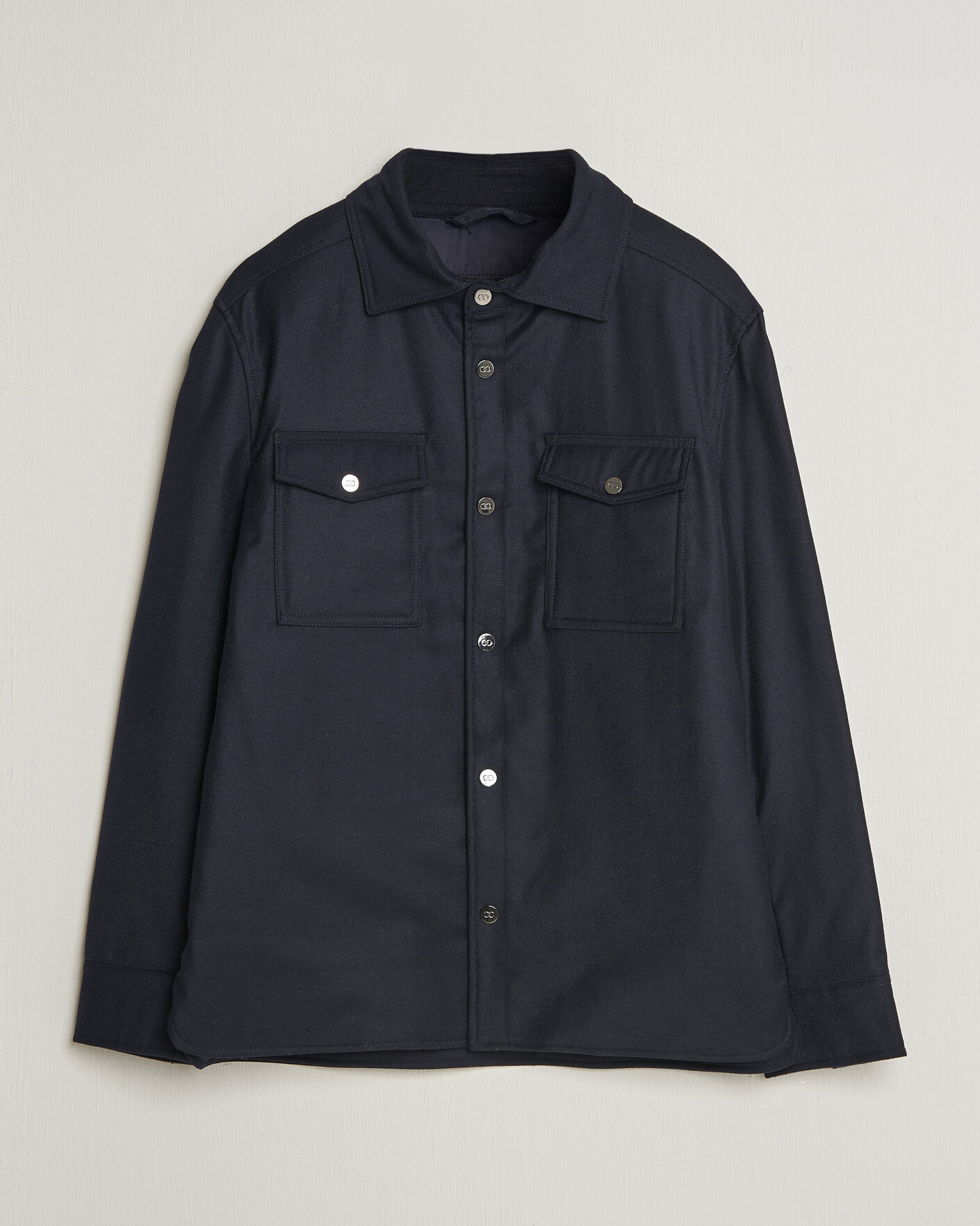 Heren | Jassen | Oscar Jacobson | Nylon/Wool Padded Shirt Jacket Navy