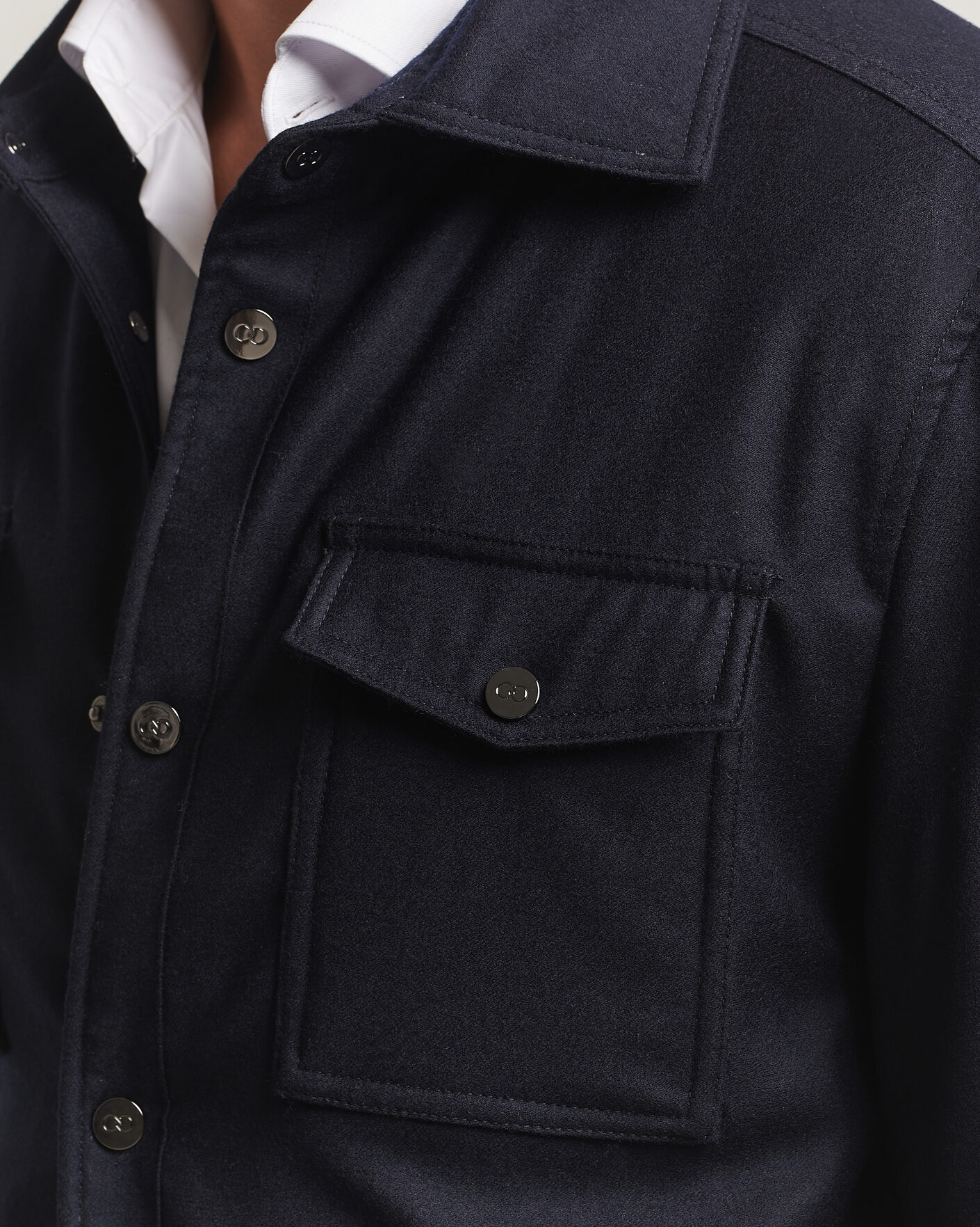 Heren | Jassen | Oscar Jacobson | Nylon/Wool Padded Shirt Jacket Navy