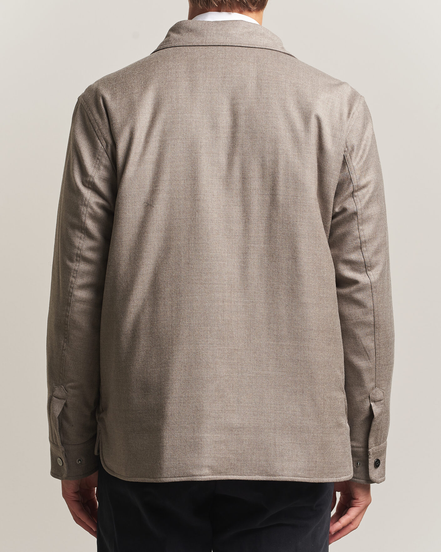 Heren | Jassen | Oscar Jacobson | Nylon/Wool Padded Shirt Jacket Taupe