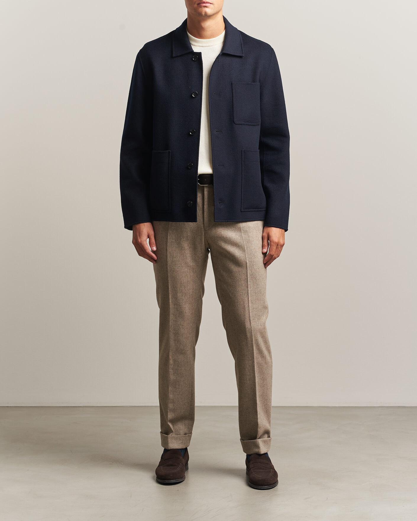 Heren | Jassen | Oscar Jacobson | Doublé Wool Shirt Jacket Navy