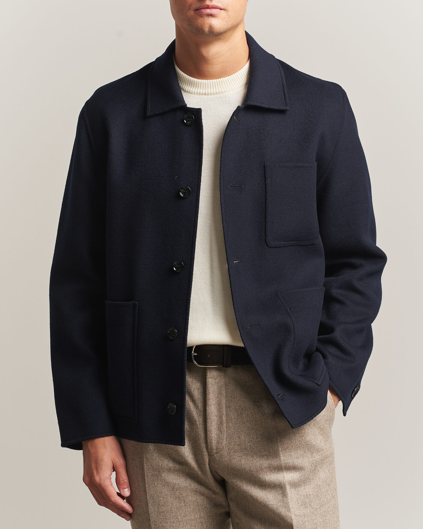 Heren | Jassen | Oscar Jacobson | Doublé Wool Shirt Jacket Navy