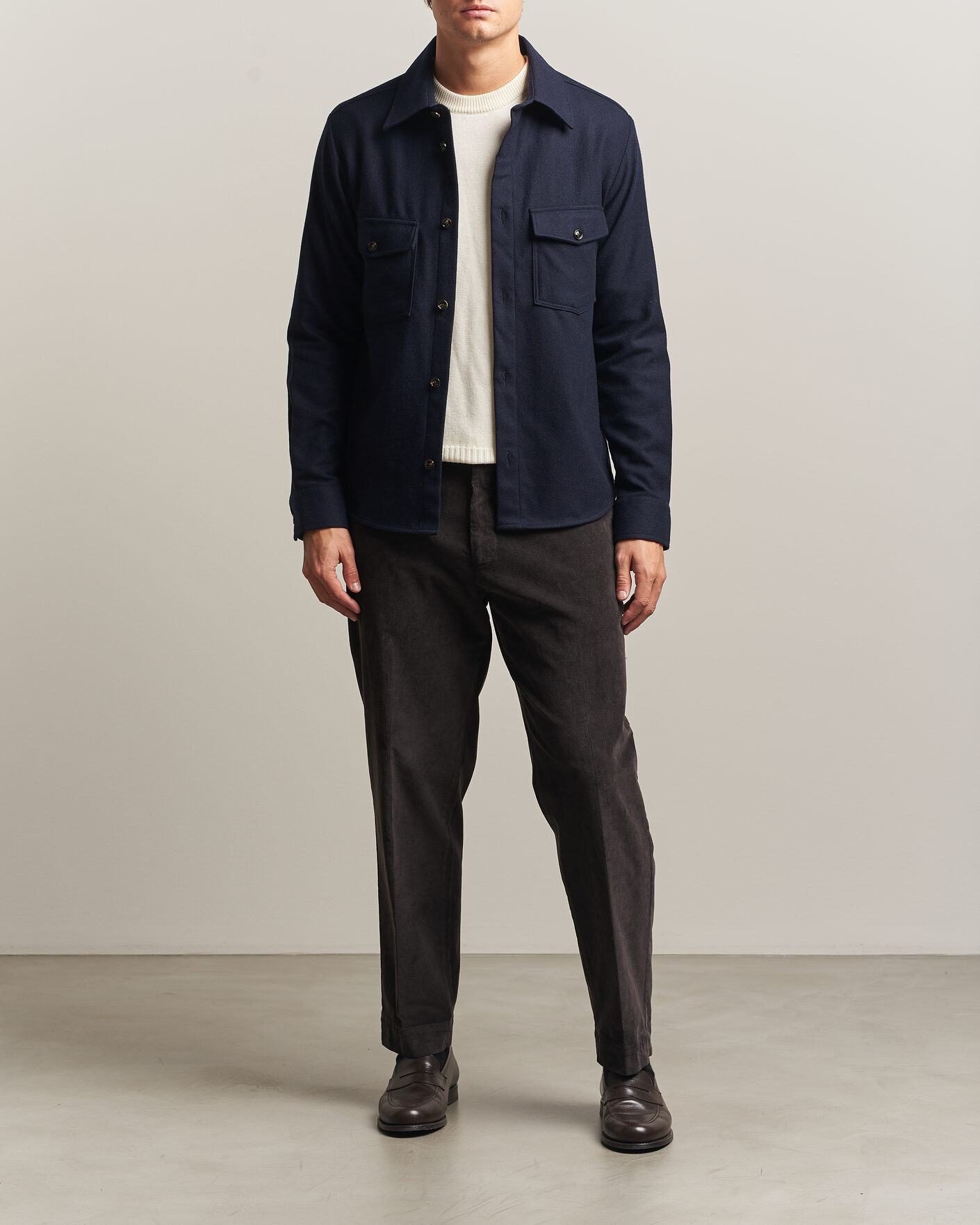 Heren | Overhemden | Oscar Jacobson | Magnus Wool Shirt Jacket Navy