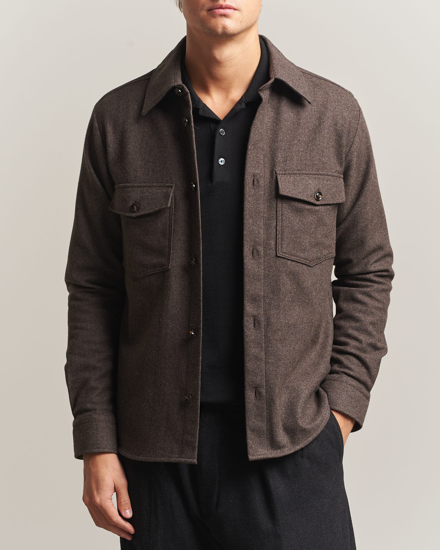 Heren | Overhemden | Oscar Jacobson | Magnus Wool Shirt Jacket Brown