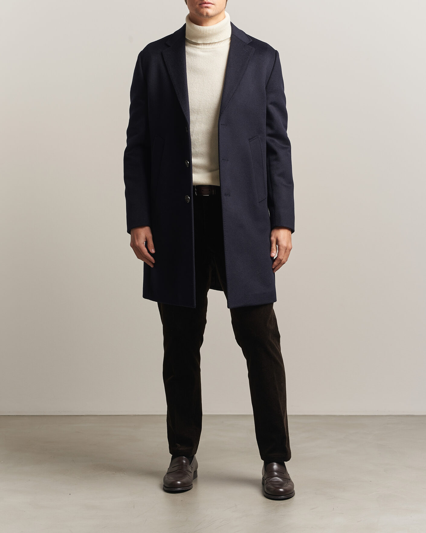 Heren | Jassen | Oscar Jacobson | Single Breasted Wool Coat Navy