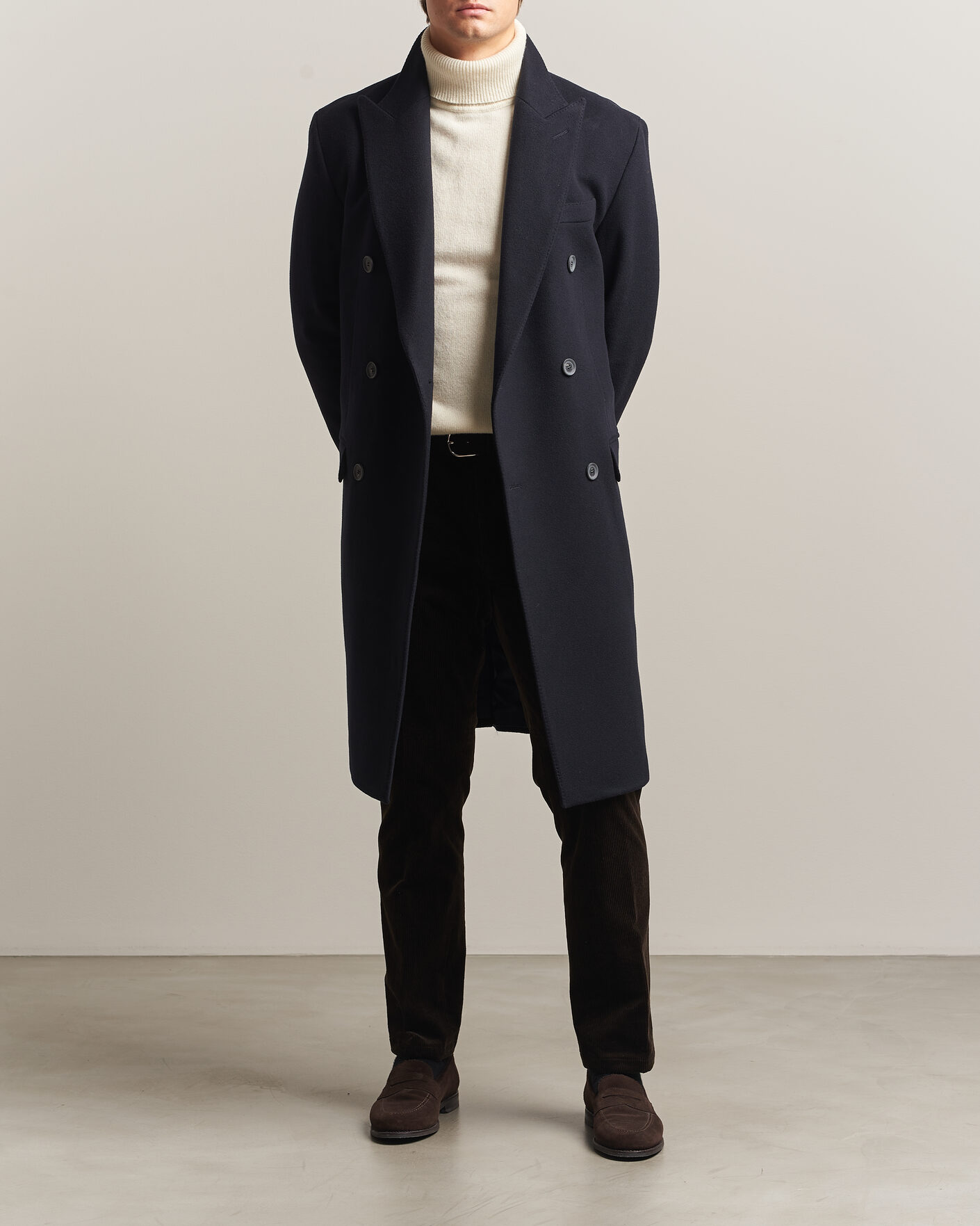 Heren | Jassen | Oscar Jacobson | Sicily Double Breasted Wool Coat Navy