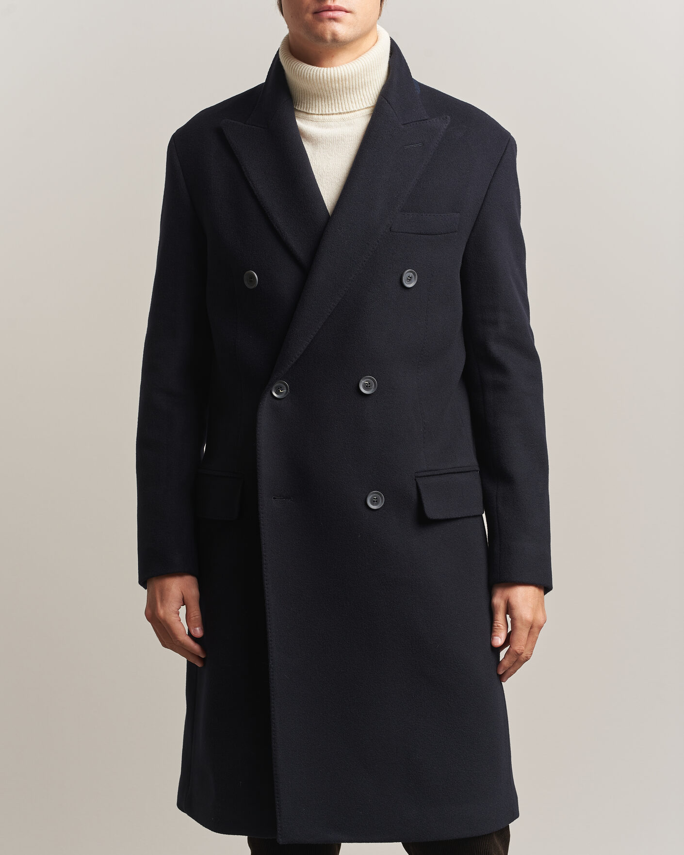Heren | Jassen | Oscar Jacobson | Sicily Double Breasted Wool Coat Navy