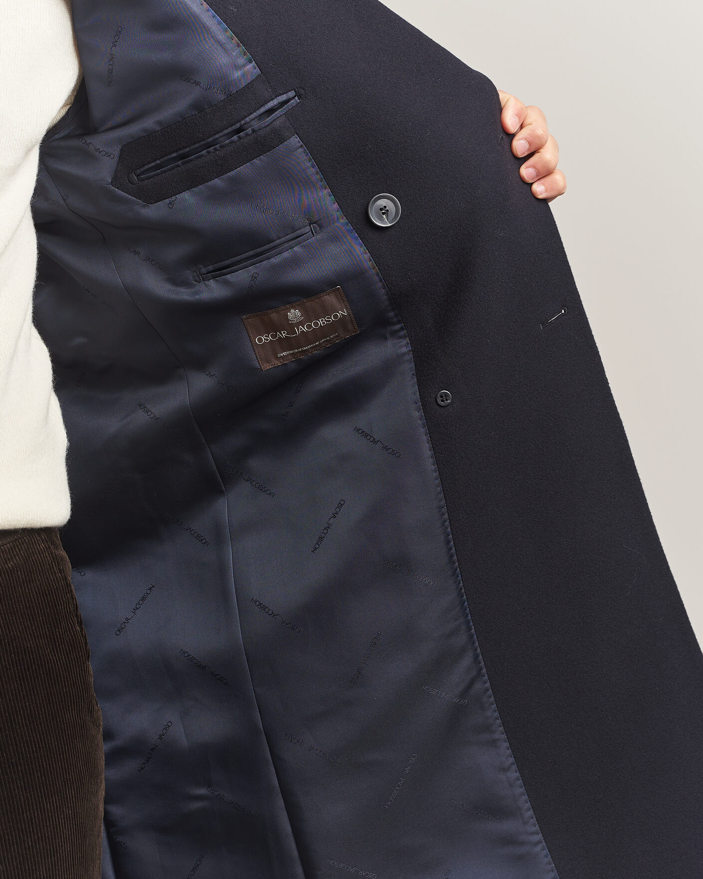 Heren | Jassen | Oscar Jacobson | Sicily Double Breasted Wool Coat Navy